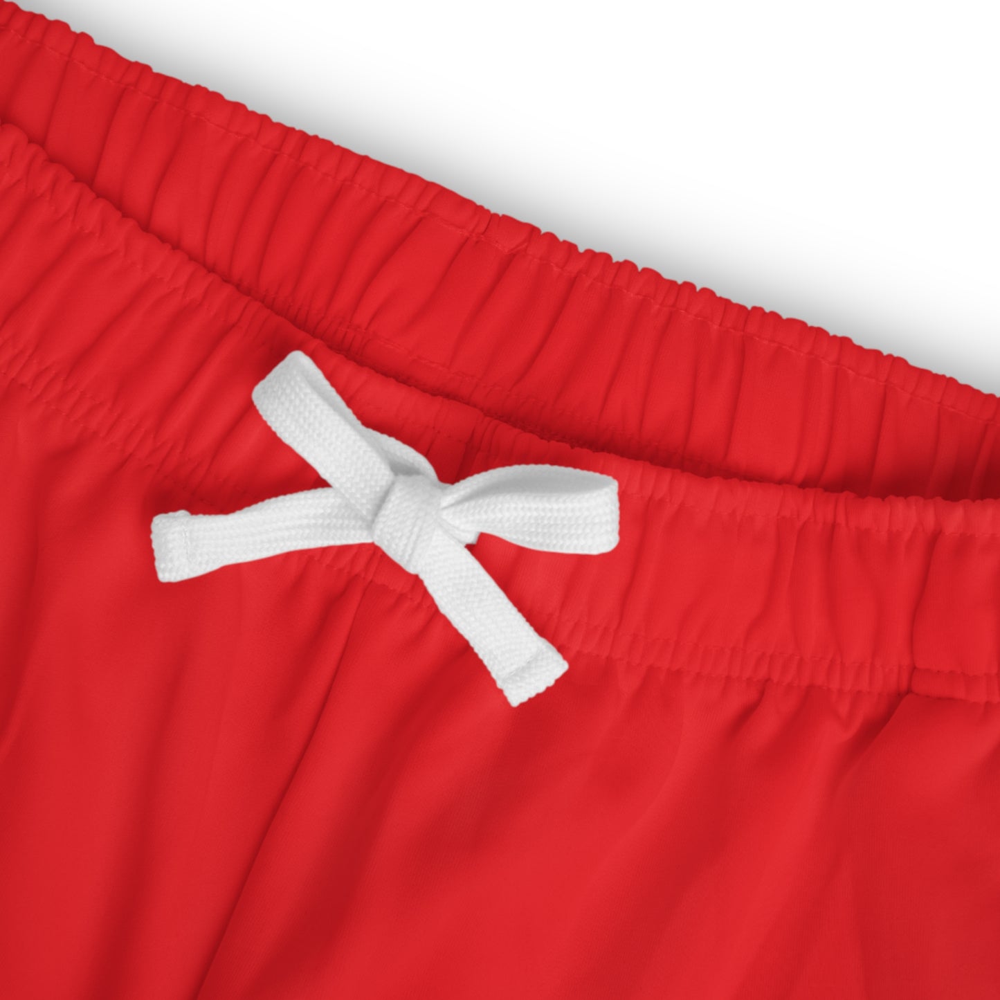 Red Athletic Long Shorts with '100% Dog' Design