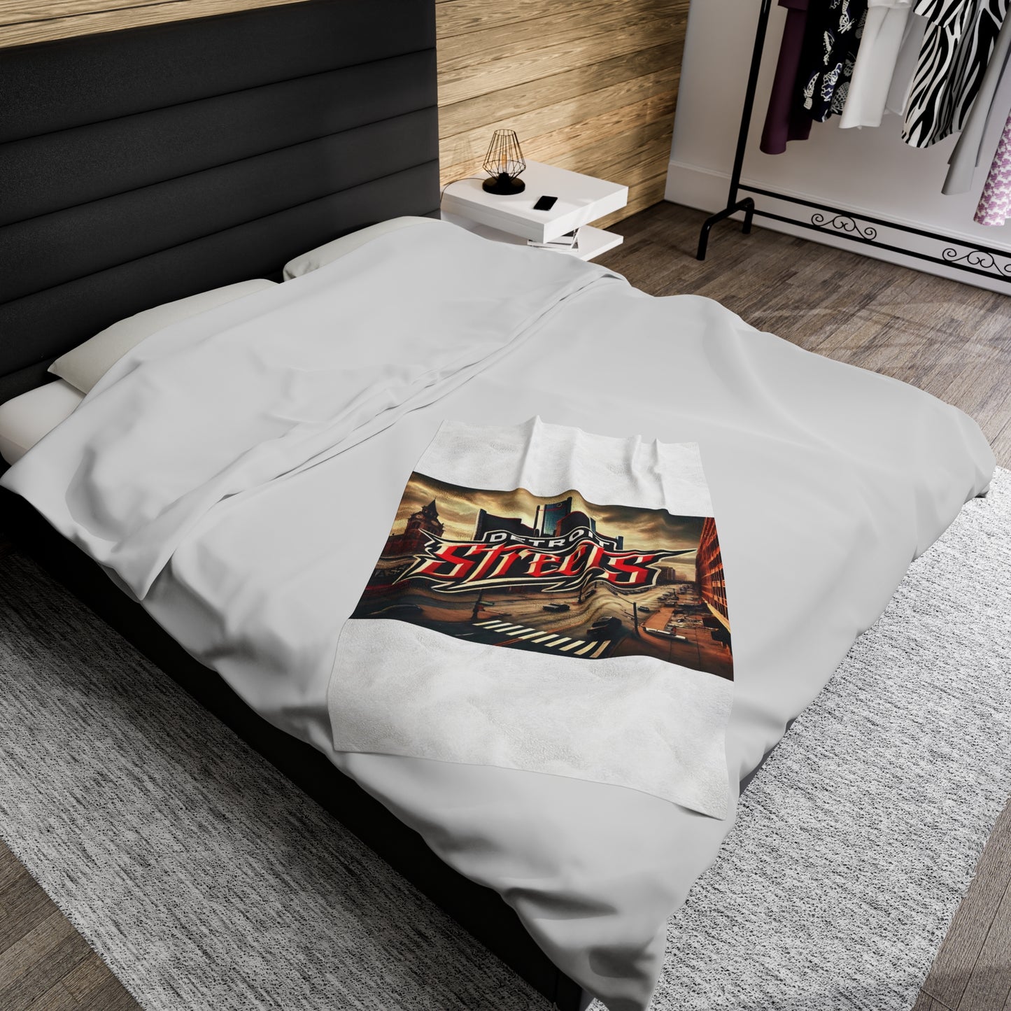 Detroit Streets Velveteen Plush Blanket - Cozy Urban Comfort for Home Decor