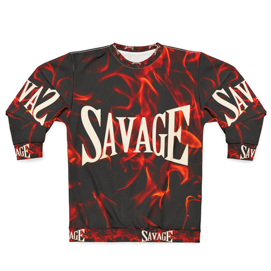 Savage Flames Unisex Sweatshirt - Bold Graphic Design for Streetwear Lovers