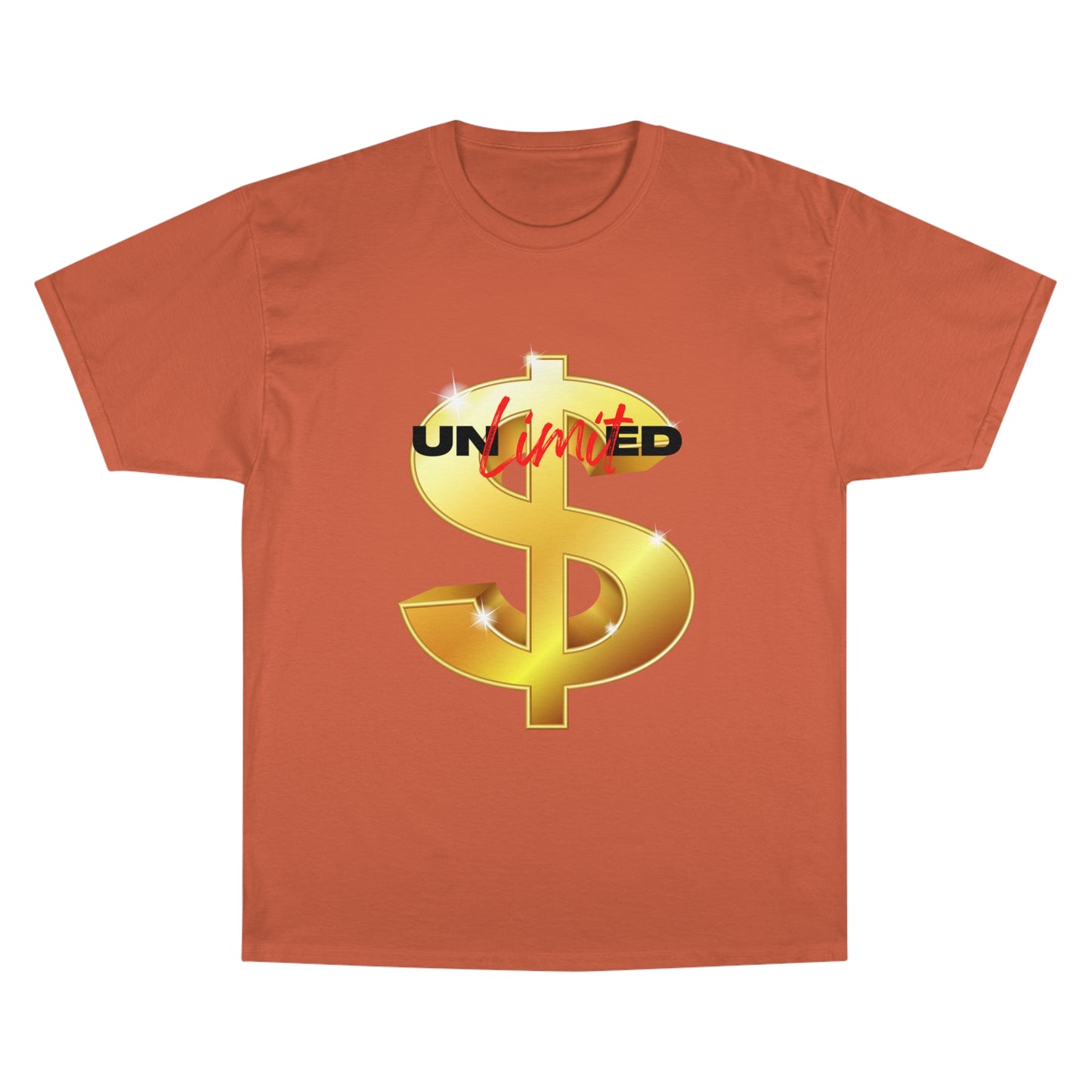 Unlimited Wealth Champion T-Shirt - Gold Dollar Sign Graphic