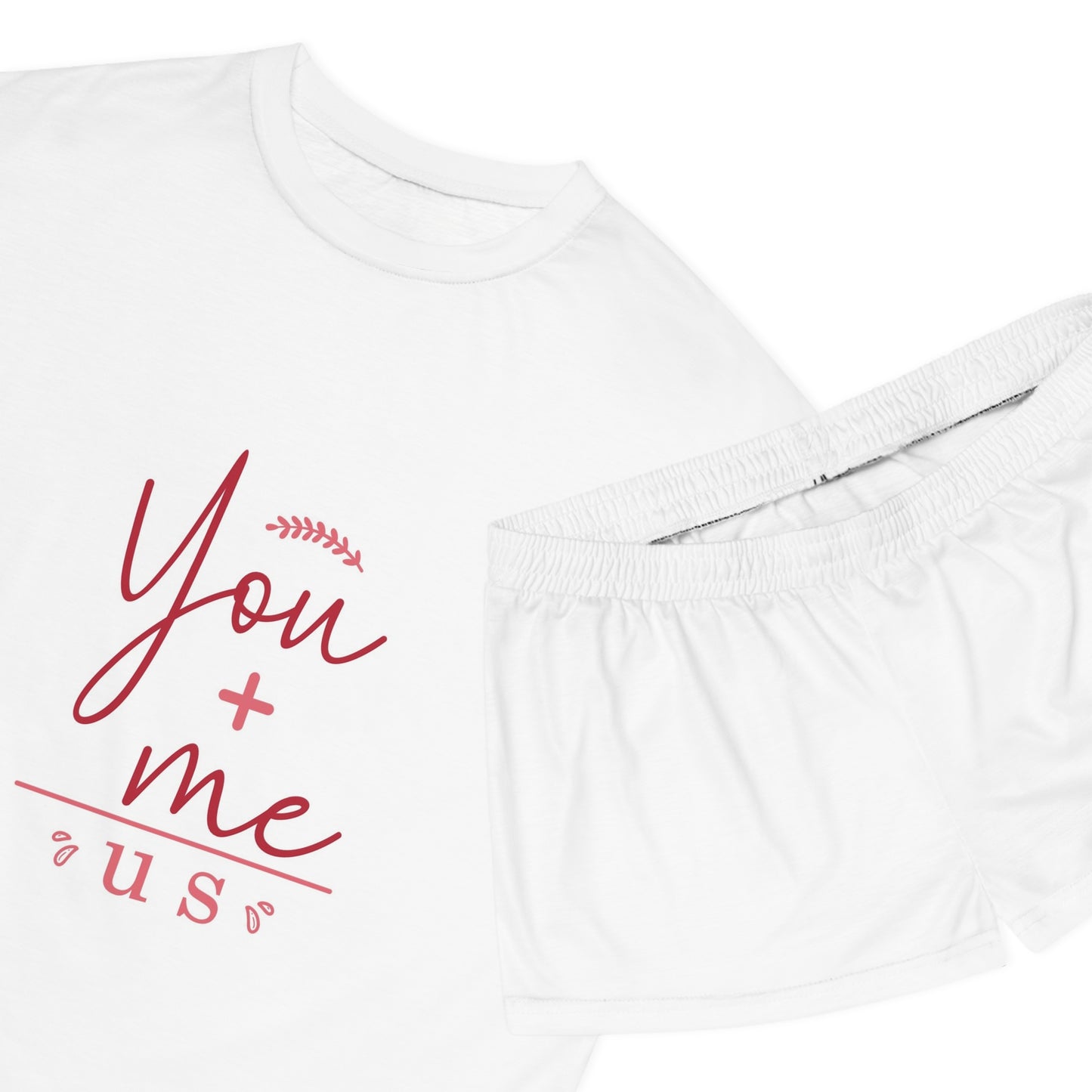 You + Me = Us Cozy Women's Short Pajama Set - 'You + me = Us' Design