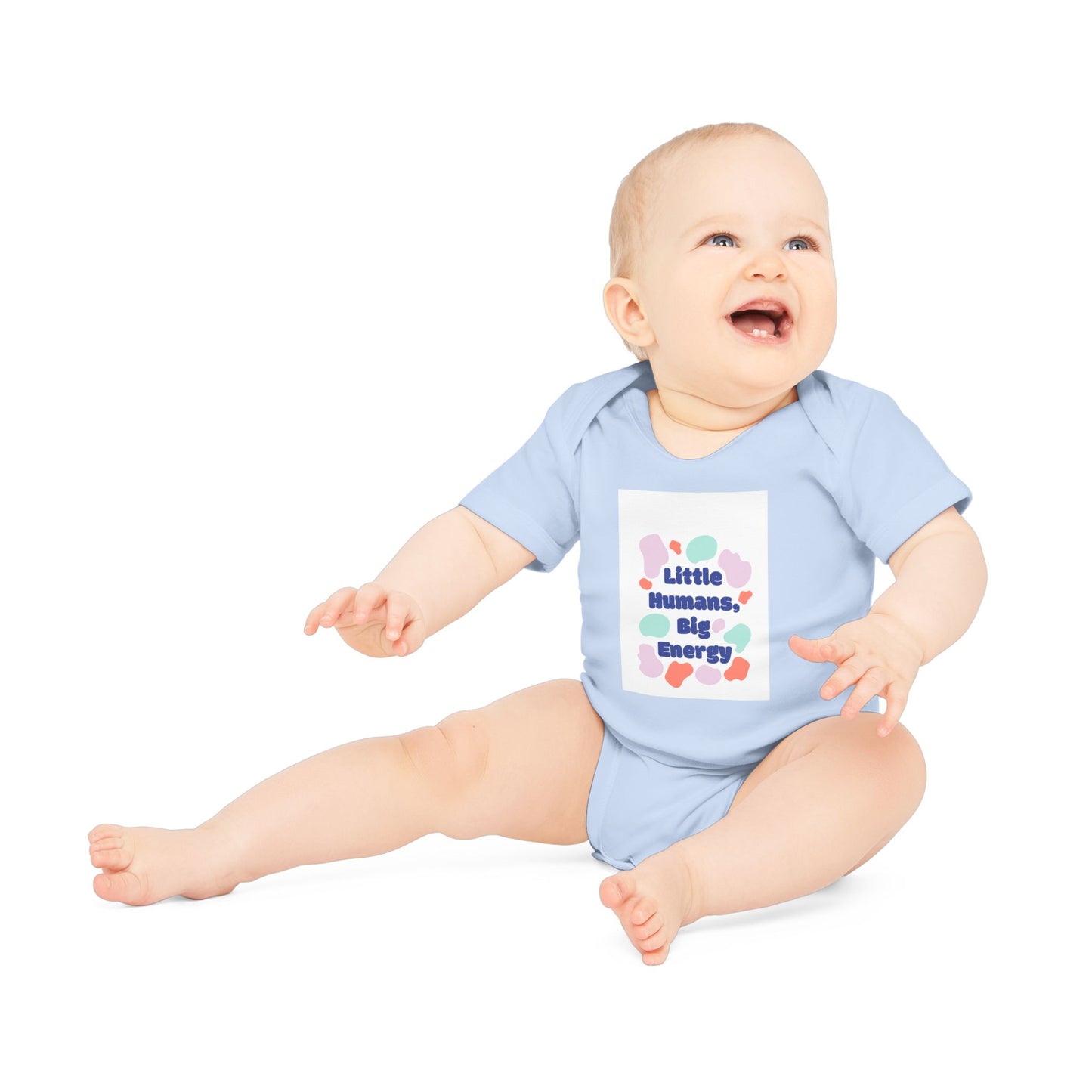 Funny Baby Bodysuit - "Little Humans, Big Energy" - Organic Cotton Short Sleeve