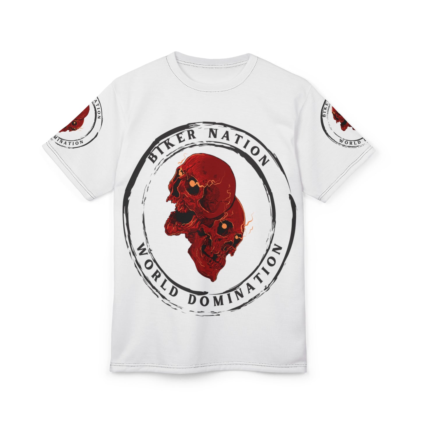 Biker Nation Skull Tee - Unisex Cut & Sew T-Shirt for Riders