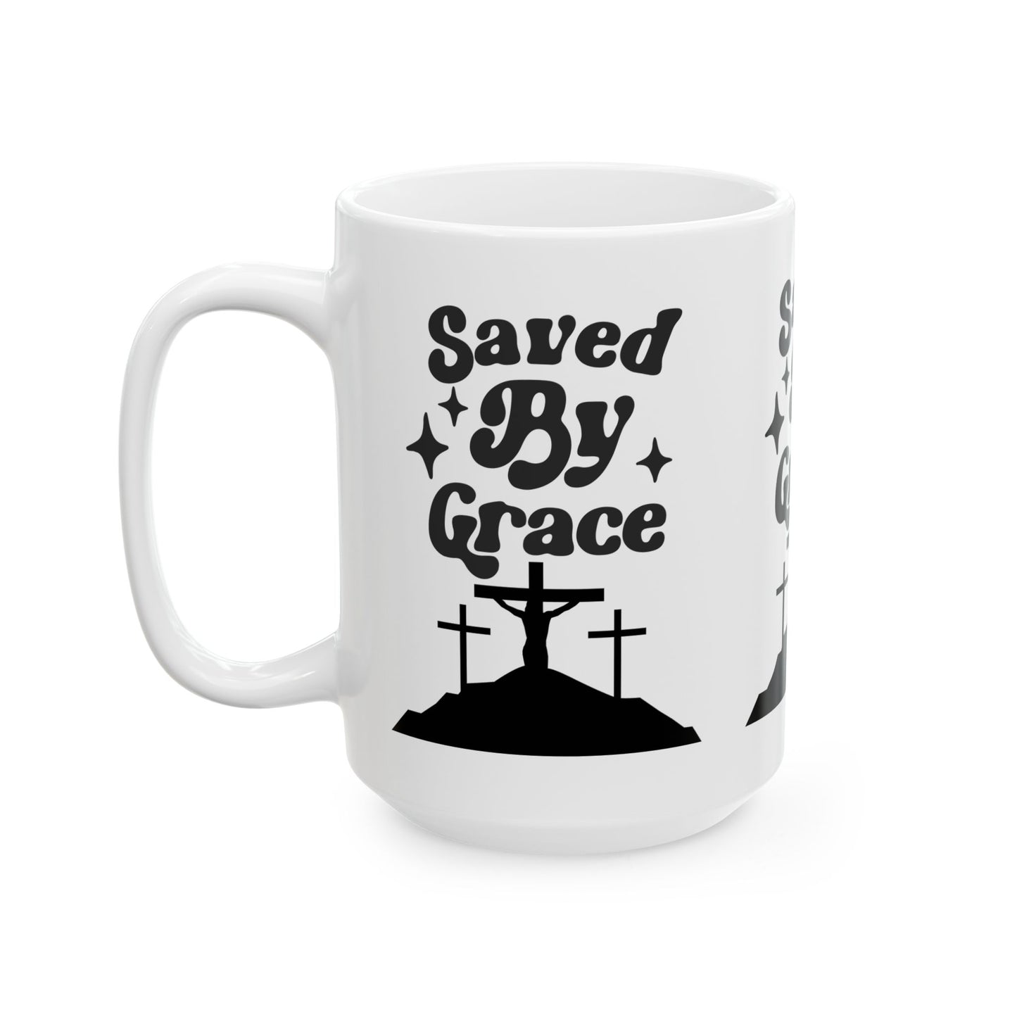 Saved By Grace Ceramic Mug - Faith-Inspired Coffee Cup for Christians