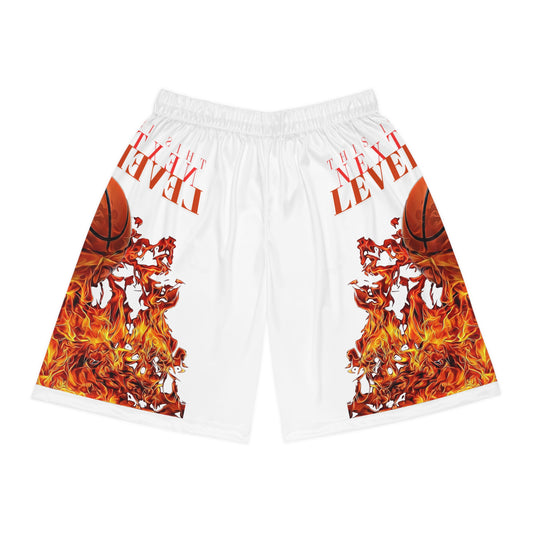 Fiery Basketball Shorts - "This is Your Level" Design for Sports Enthusiasts