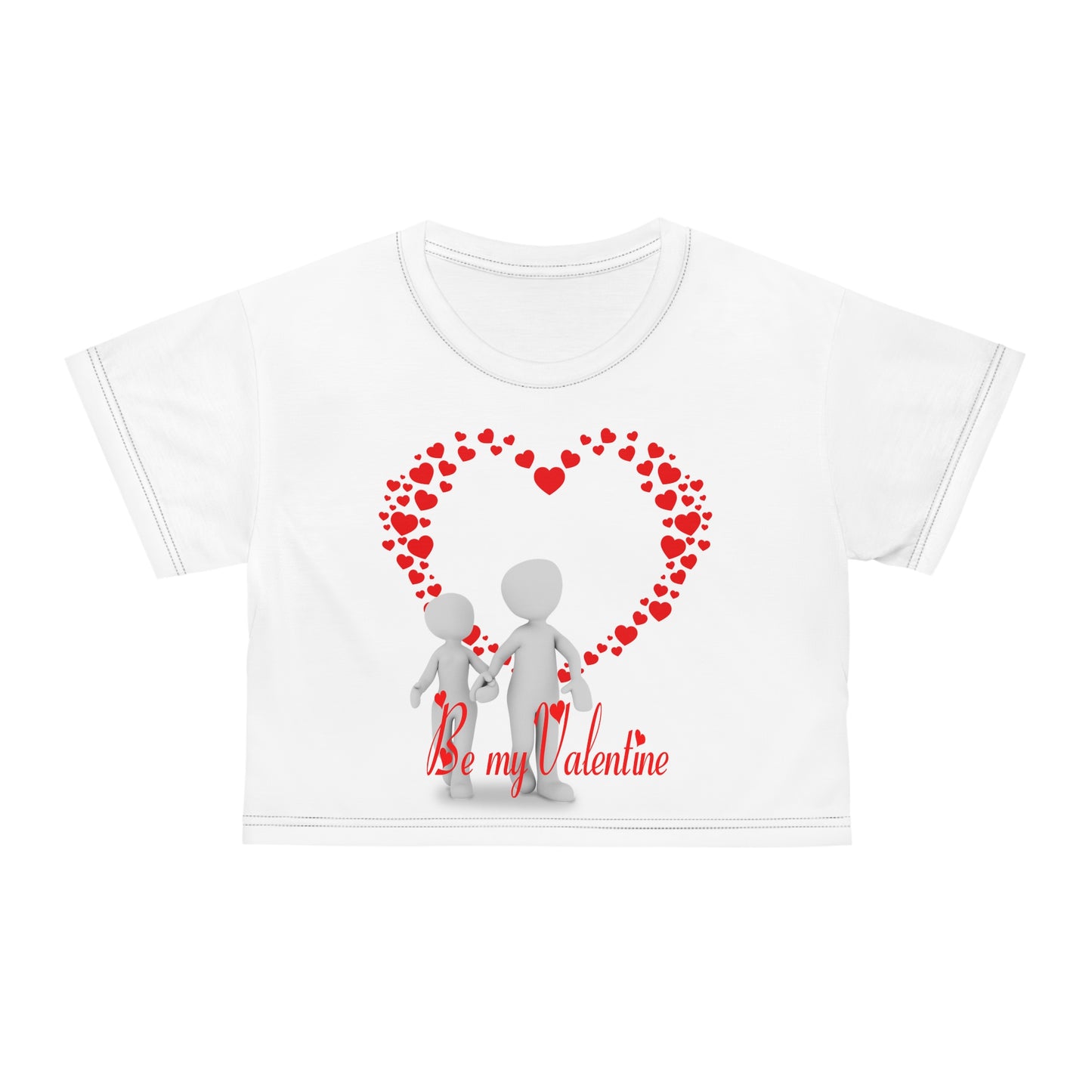 Valentine's Day Crop Tee - 'Be My Valentine' Heart Design