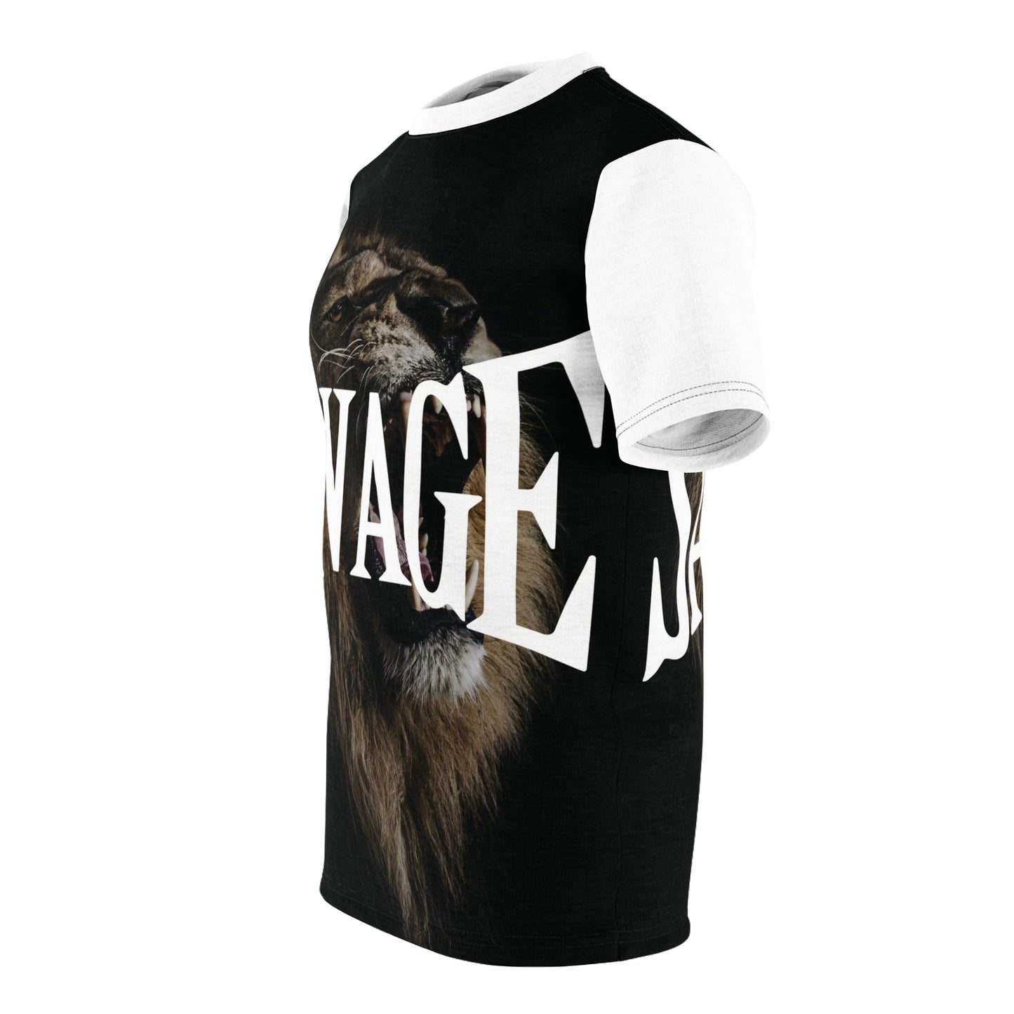 Savage Lion Unisex Cut & Sew Tee – Fierce Graphic T-Shirt for Adventurers & Trendsetters