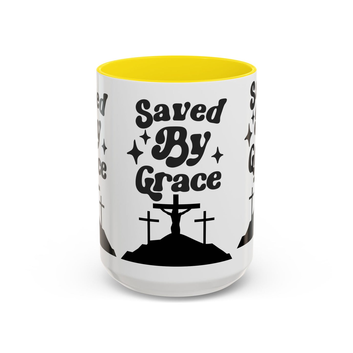 Saved By Grace Accent Coffee Mug - Inspirational Christian Gift (11, 15oz)