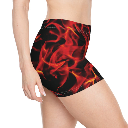 Fiery Graphic Women's Shorts - Bold Summer Activewear