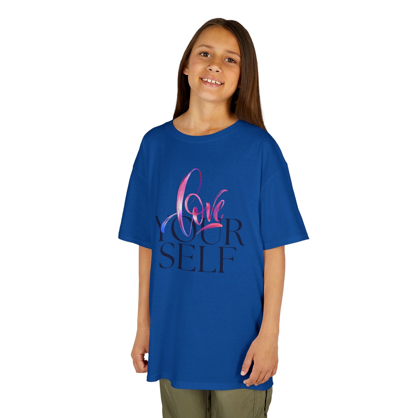 Kids 'Love Yourself' Heavy Cotton Tee - Positive Vibes & Self-Esteem T-Shirt