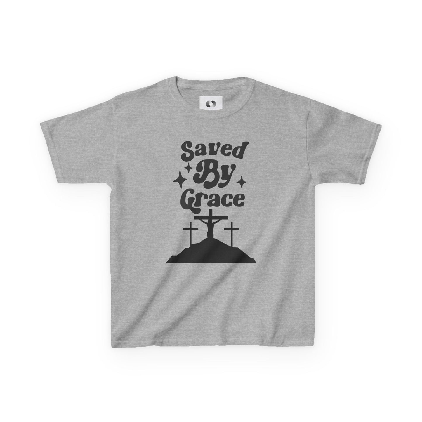 Kids Heavy Cotton™ Tee - 'Saved By Grace' Christian T-Shirt