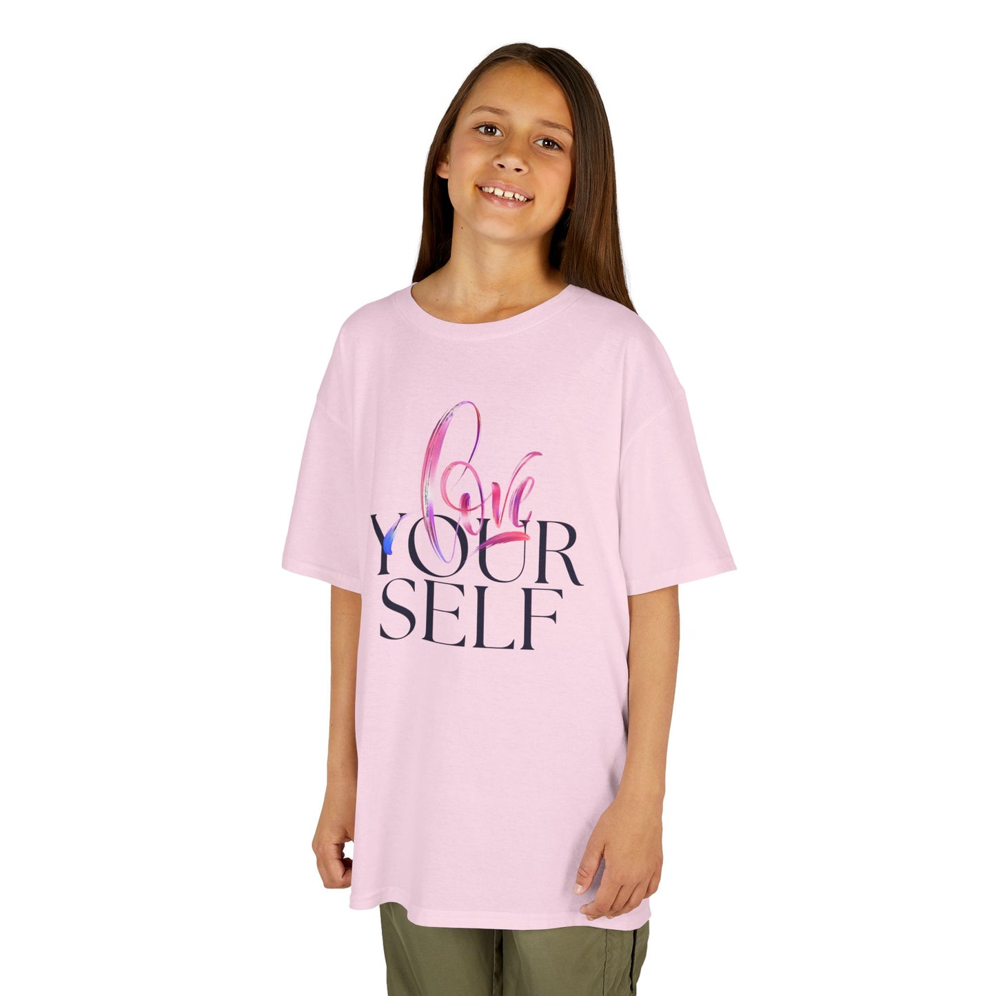 Kids 'Love Yourself' Heavy Cotton Tee - Positive Vibes & Self-Esteem T-Shirt