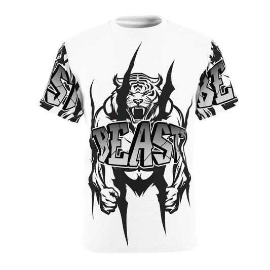 Beast Mode Unisex Cut & Sew Tee - Fierce Tiger Graphic for Fitness Enthusiasts