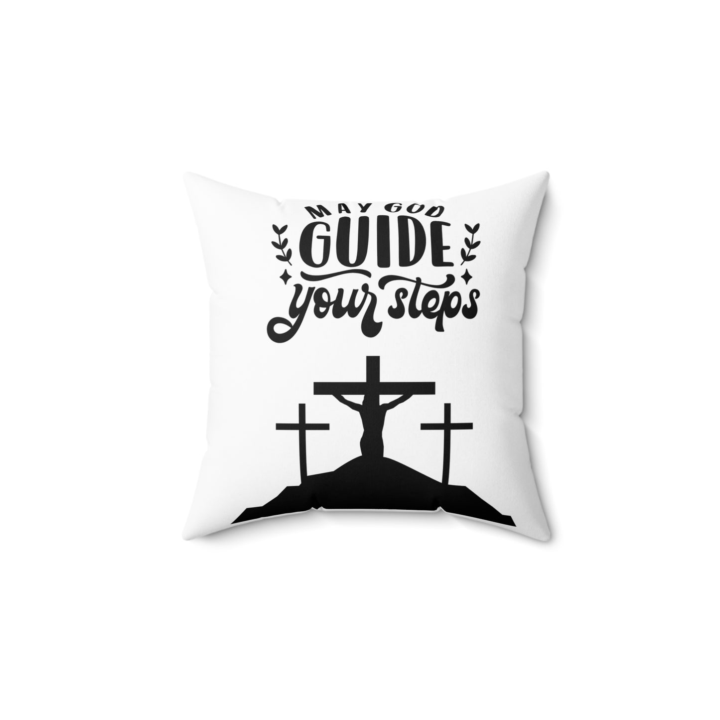 Inspirational Christian Square Pillow - 'May God Guide Your Steps'