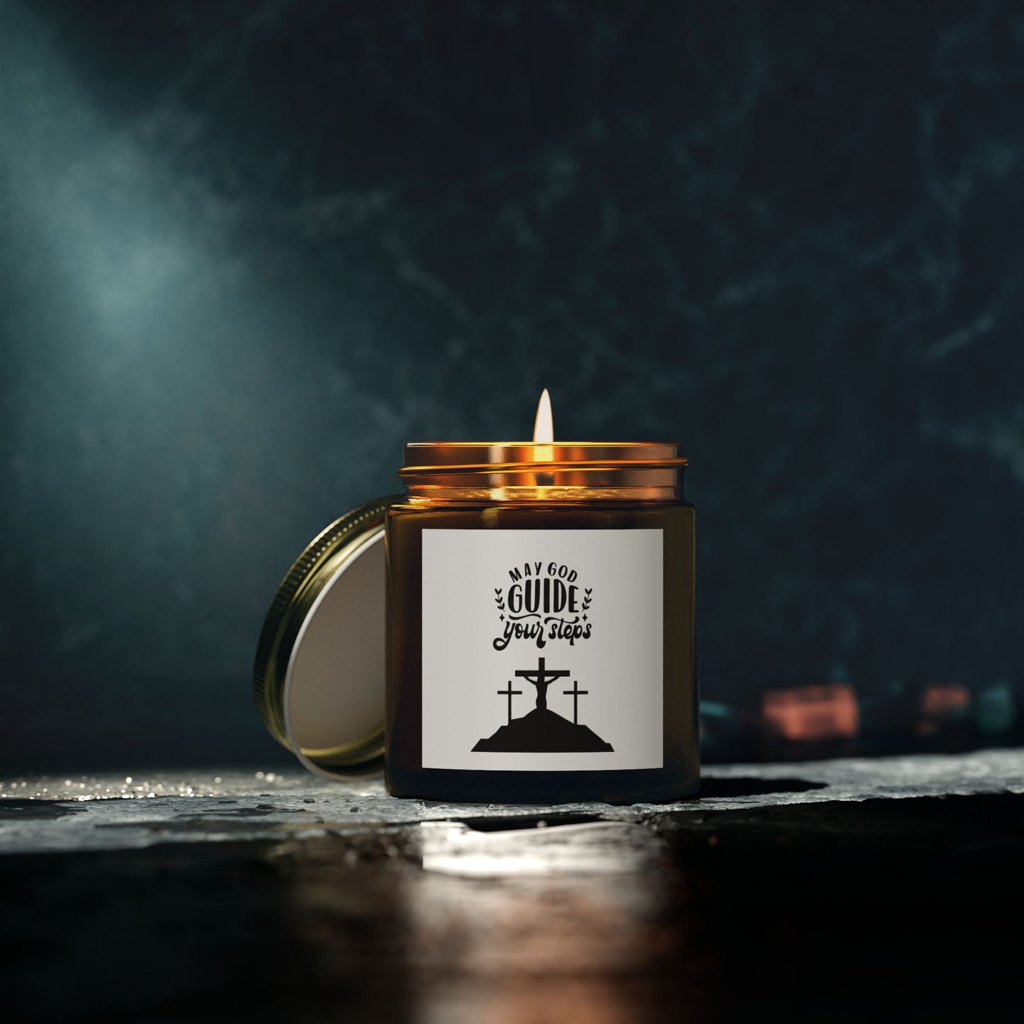 Scented Candle - 'May God Guide Your Steps' - Coconut Apricot Wax, 4oz & 9oz