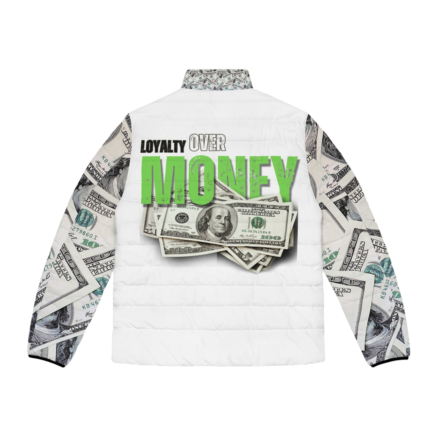 Loyalty Over Money Men's Puffer Jacket - Stylish and Cozy Winter Wear