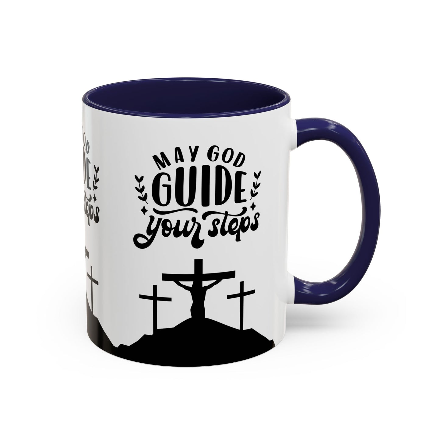 Inspirational Accent Coffee Mug - "May God Guide Your Steps" - Perfect for Faith & Hope