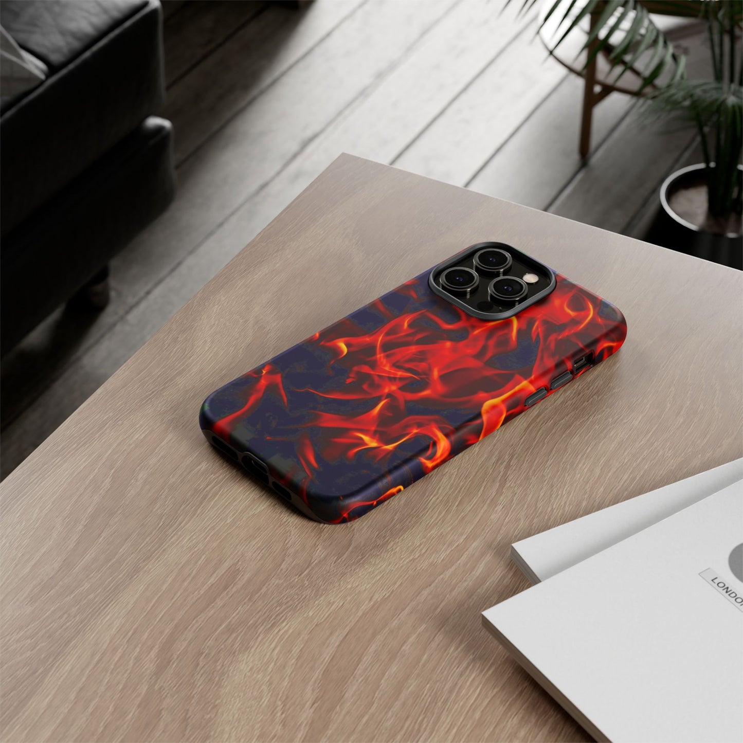 Fire Design Tough Phone Case - Bold Protection with Fiery Vibes