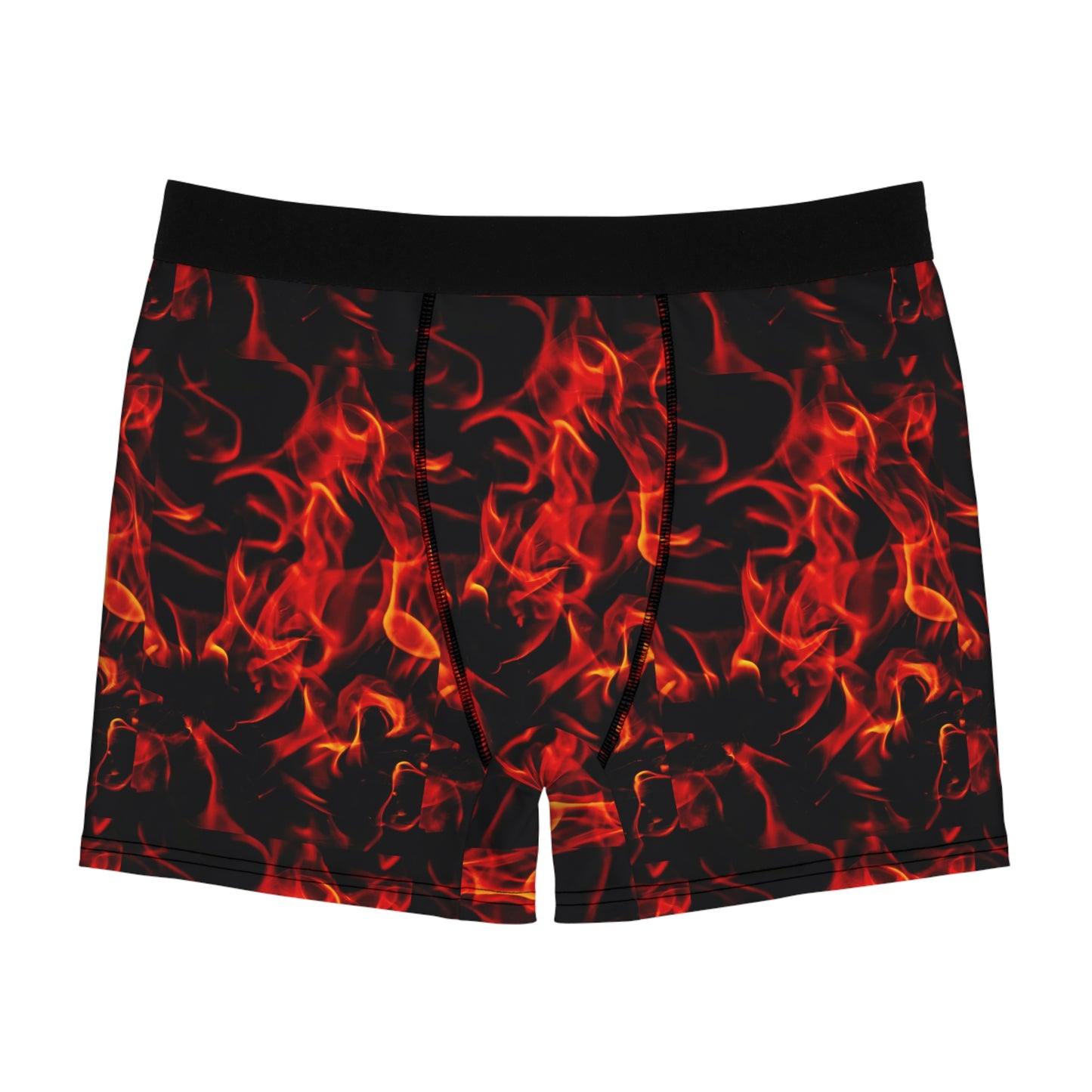 Black Flame Men's Boxer Briefs - Fiery Flame Print Comfortable Underwear