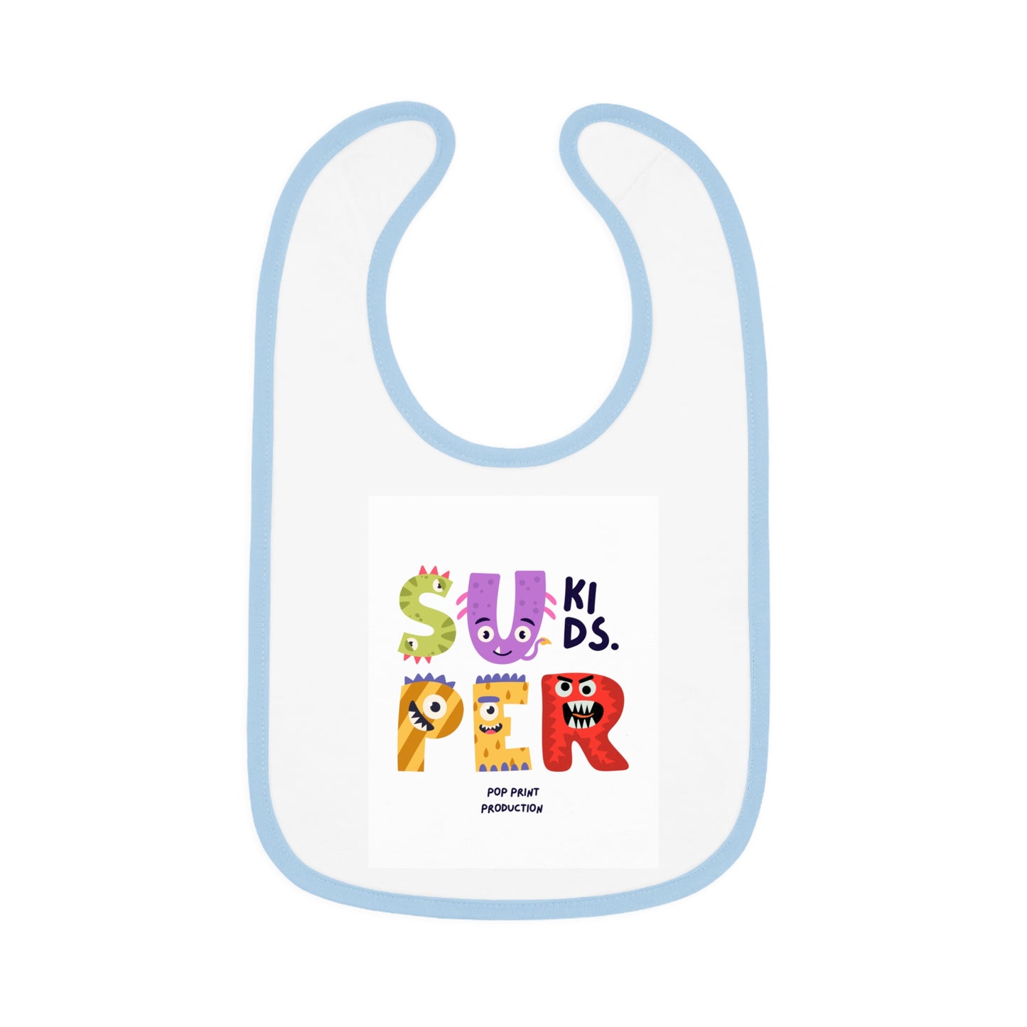 Super Kids Contrast Trim Baby Bib - Fun & Playful Design for Messy Meals