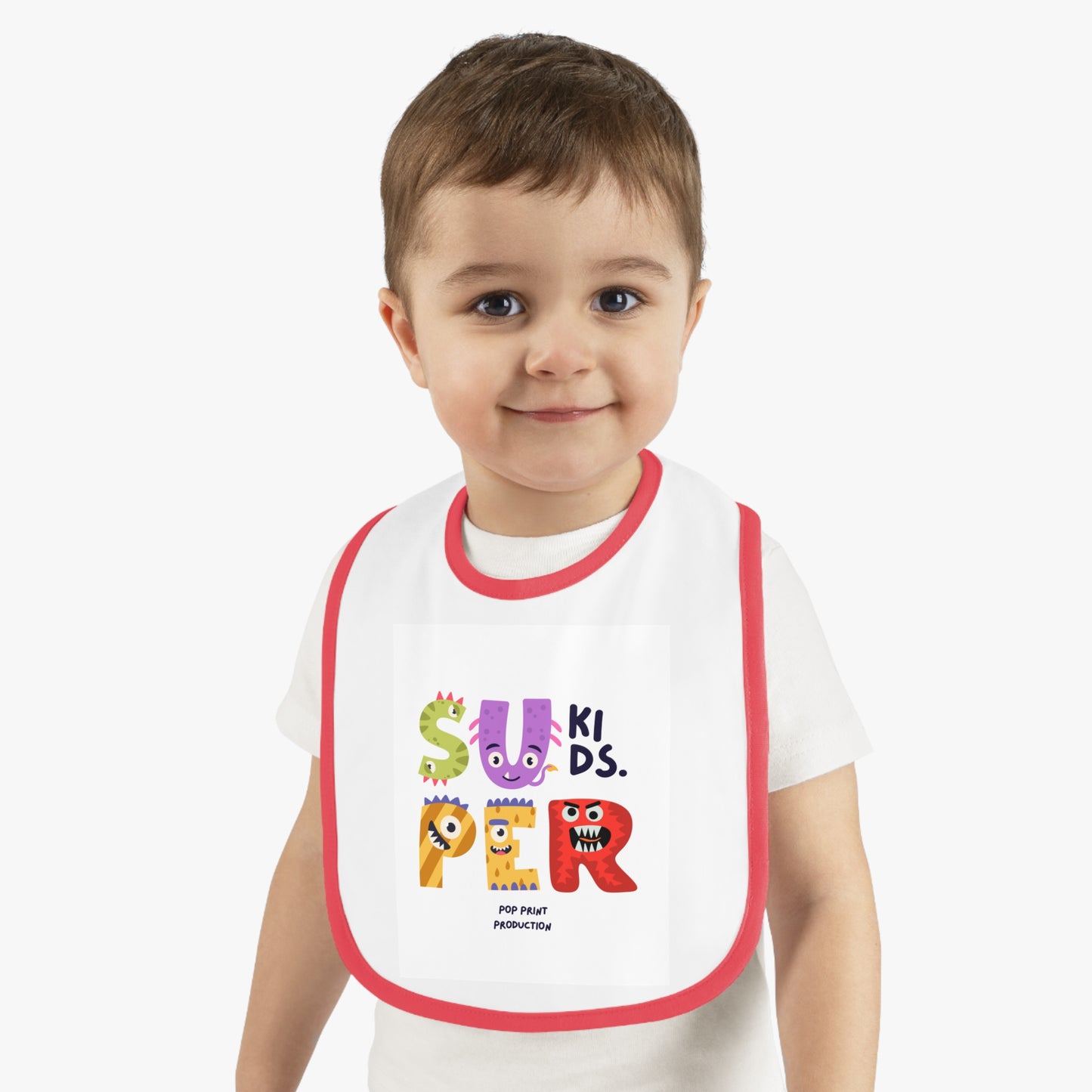 Super Kids Contrast Trim Baby Bib - Fun & Playful Design for Messy Meals