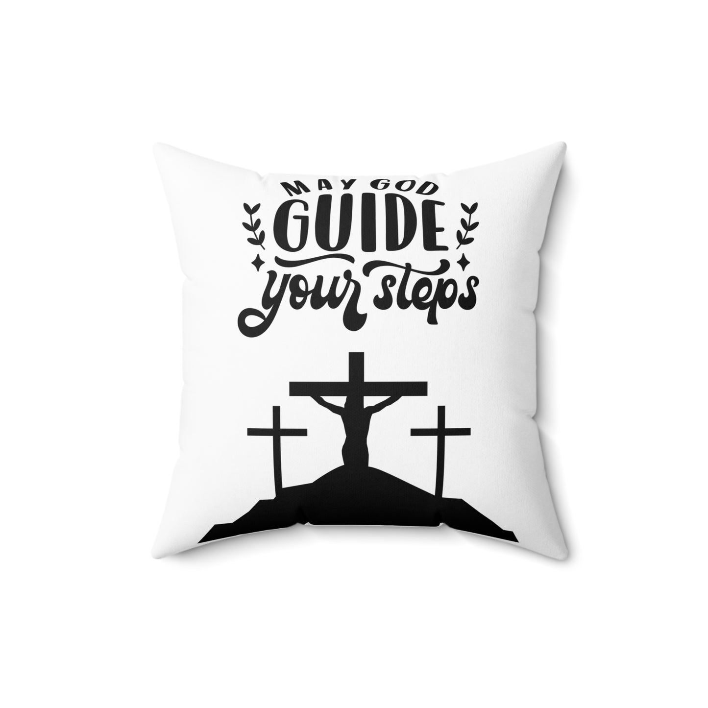 Inspirational Christian Square Pillow - 'May God Guide Your Steps'