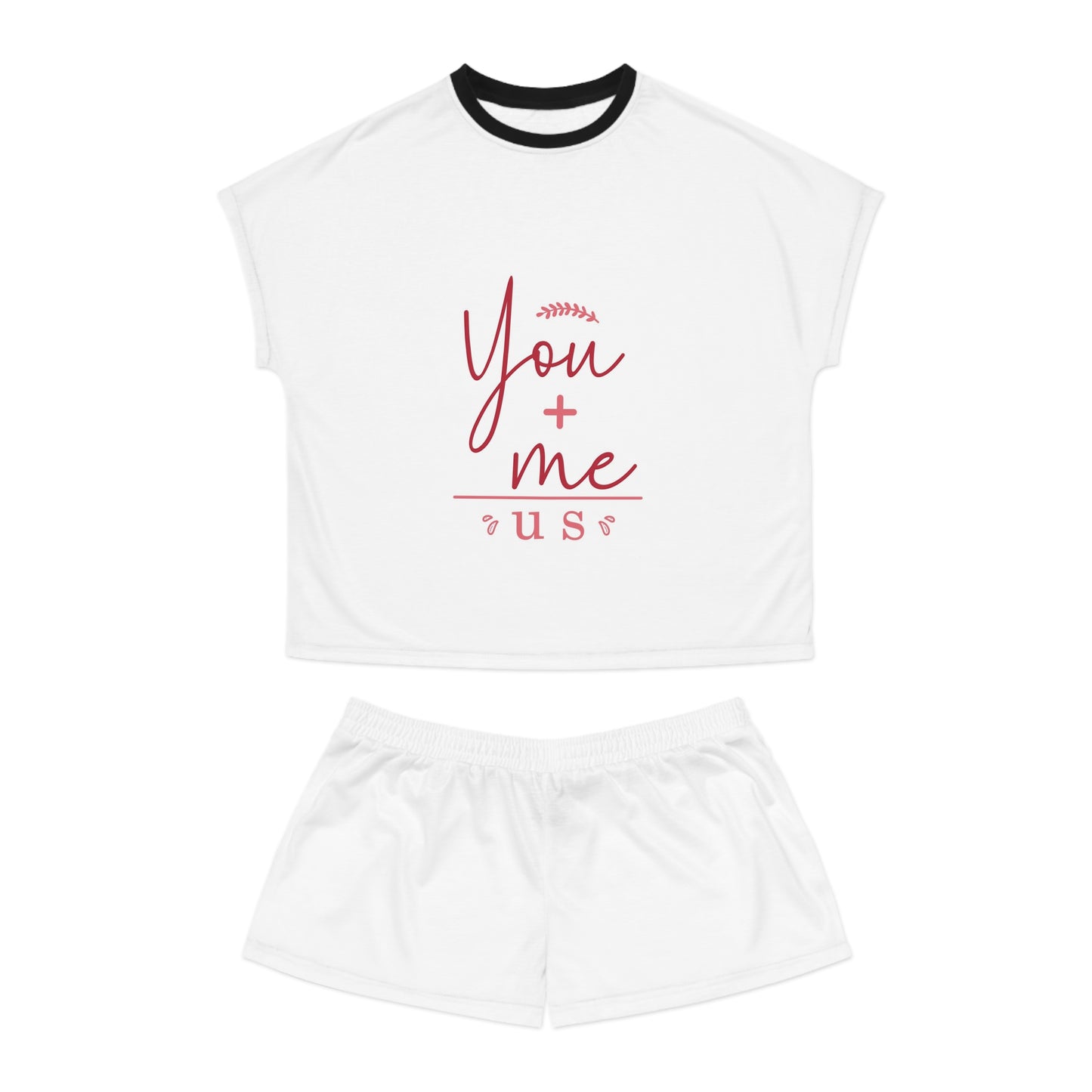 You + Me = Us Cozy Women's Short Pajama Set - 'You + me = Us' Design