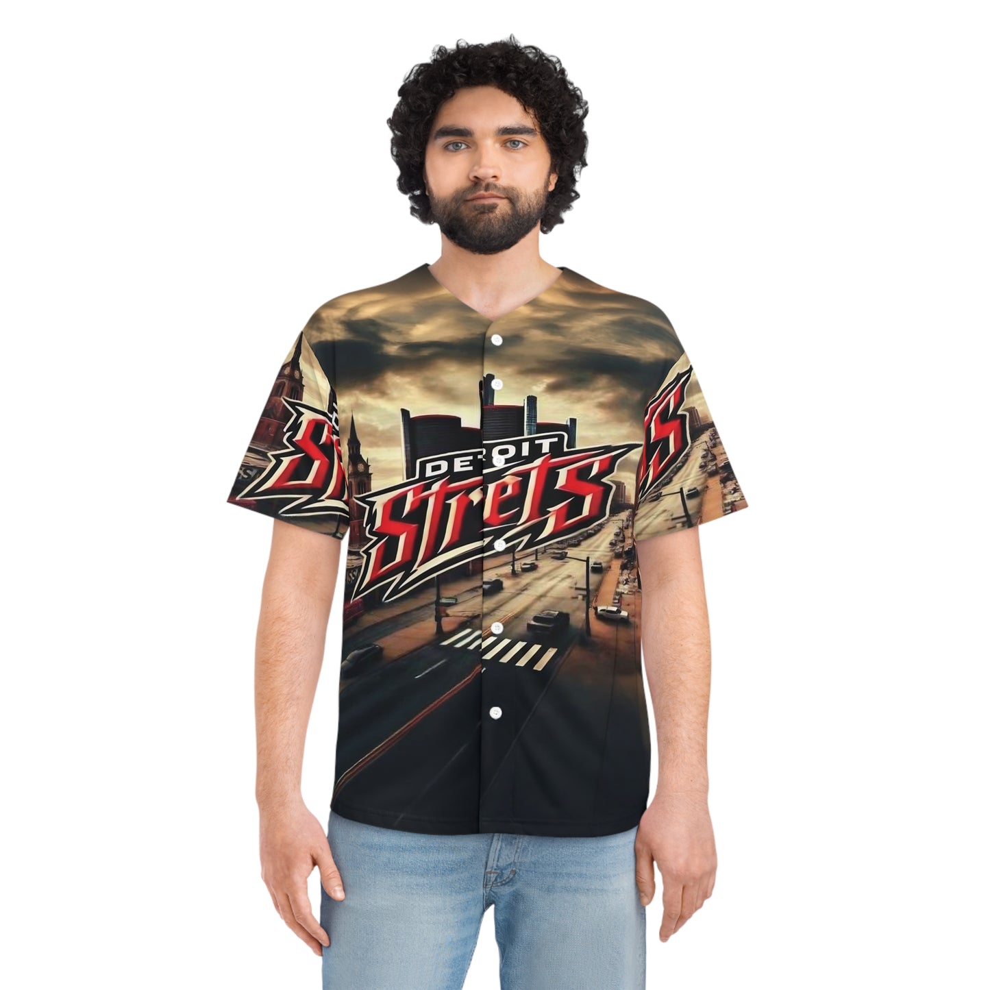 Detroit Streets Men's Baseball Jersey - Urban Style for Gamers and Fans