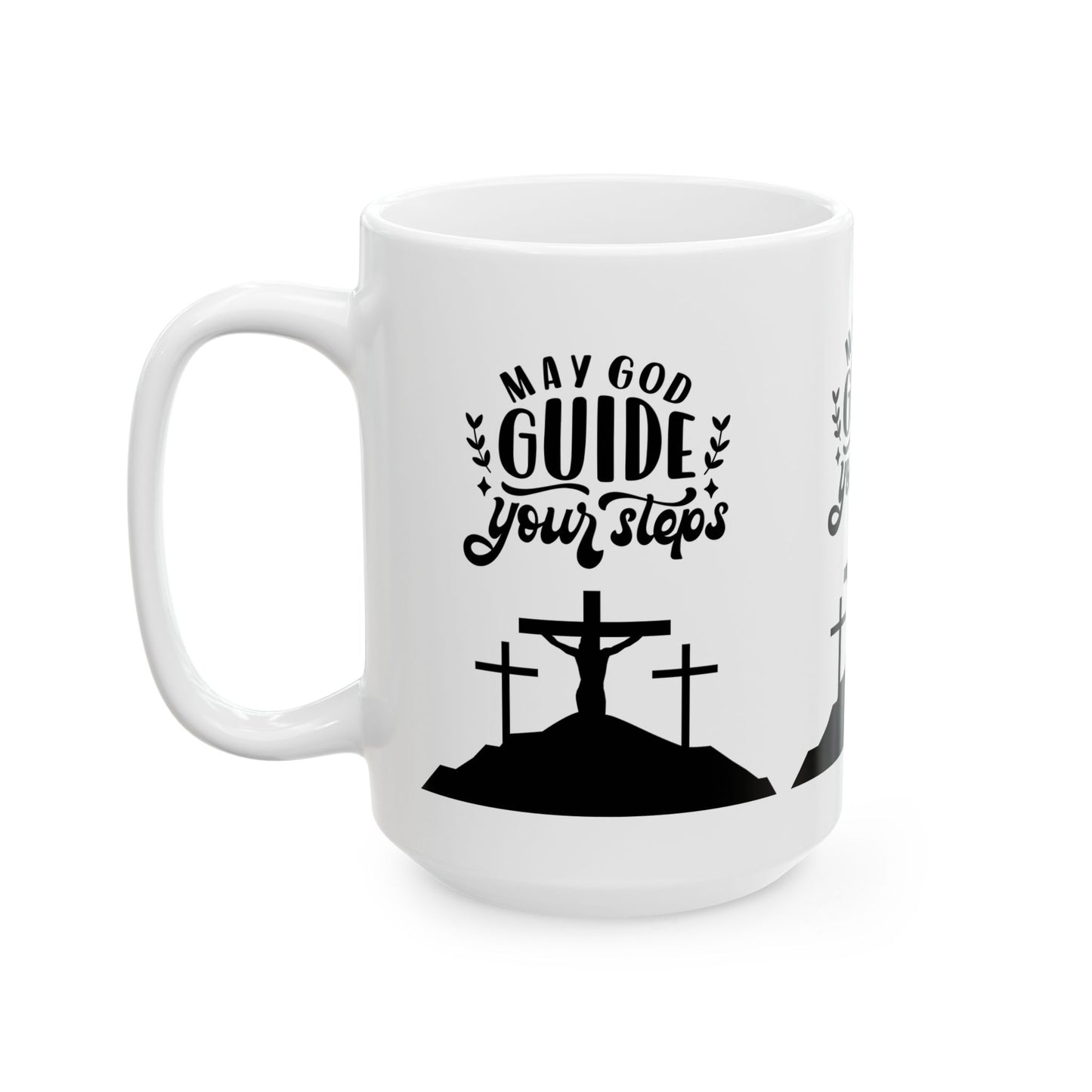 Inspirational Ceramic Mug - "May God Guide Your Steps" - Christian Gift for Faith & Encouragement