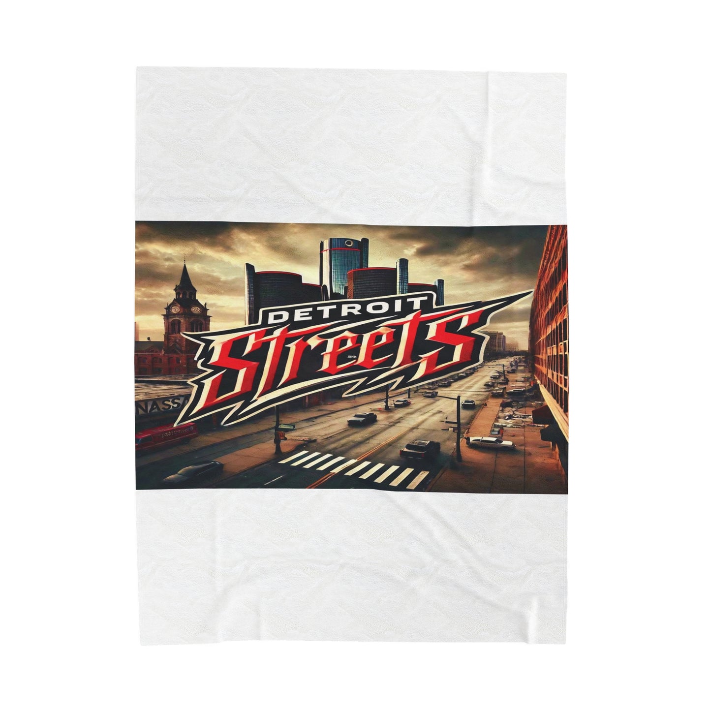 Detroit Streets Velveteen Plush Blanket - Cozy Urban Comfort for Home Decor