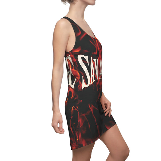 'Savage' Flame Women's Racerback Dress - Bold Flame Design for Fierce Fashion