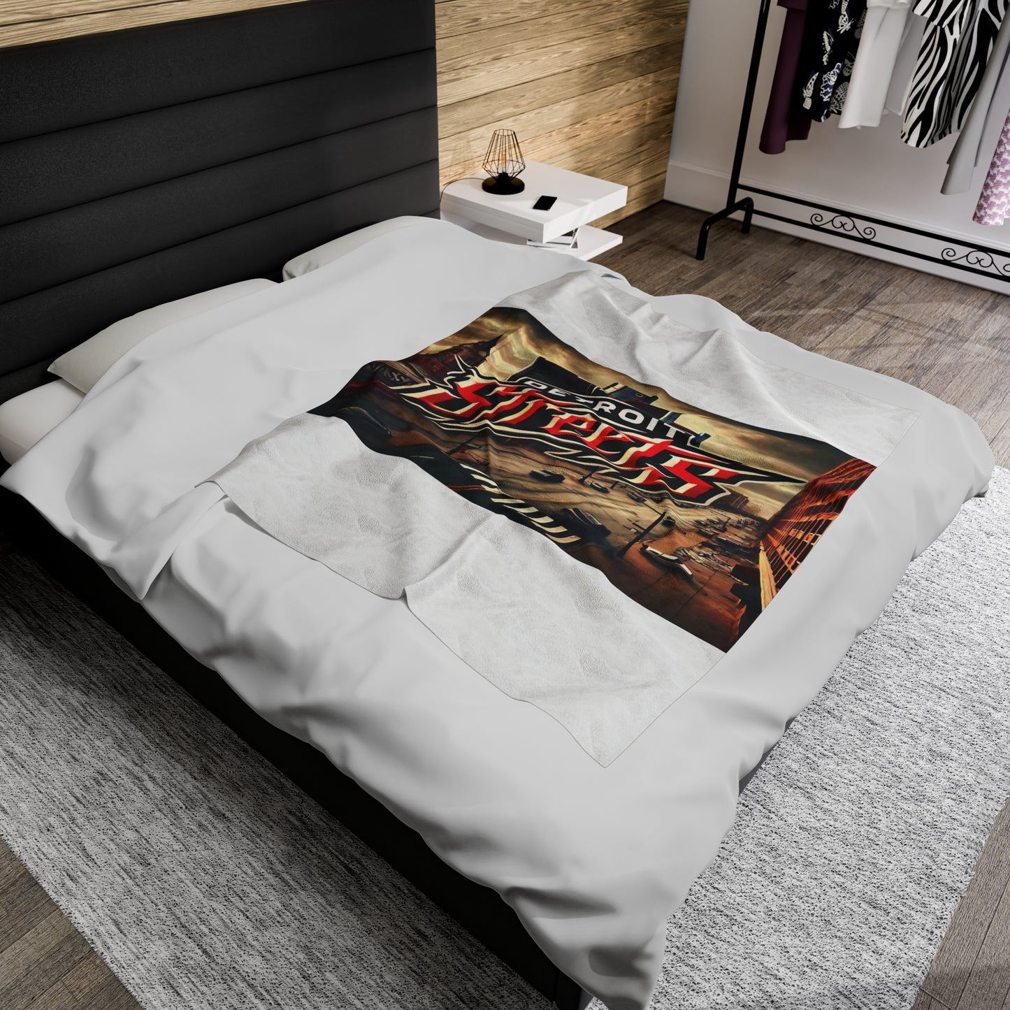 Detroit Streets Velveteen Plush Blanket - Cozy Urban Comfort for Home Decor