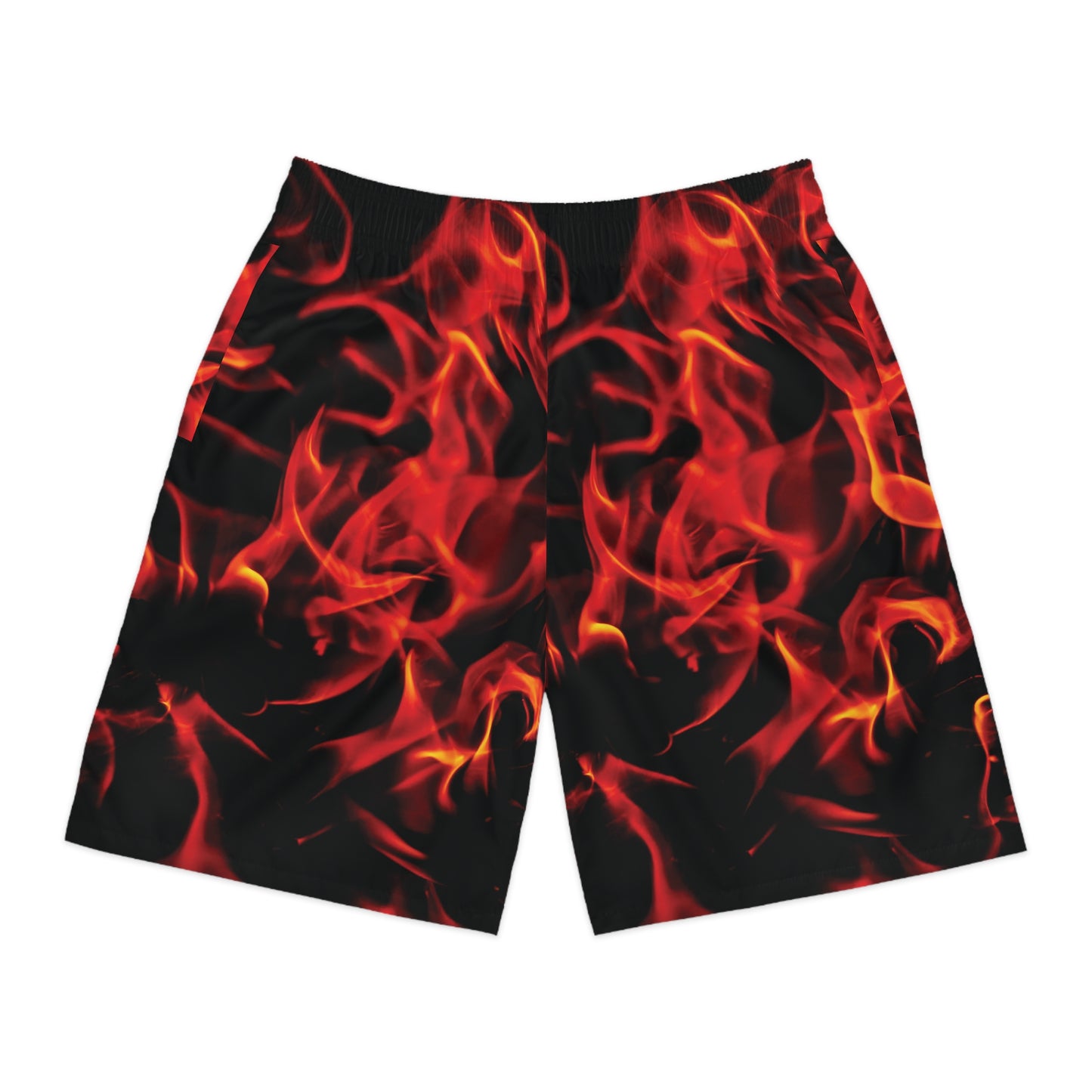 Men's Jogger Shorts - Fiery Flame Design for Summer Sports & Casual Wear