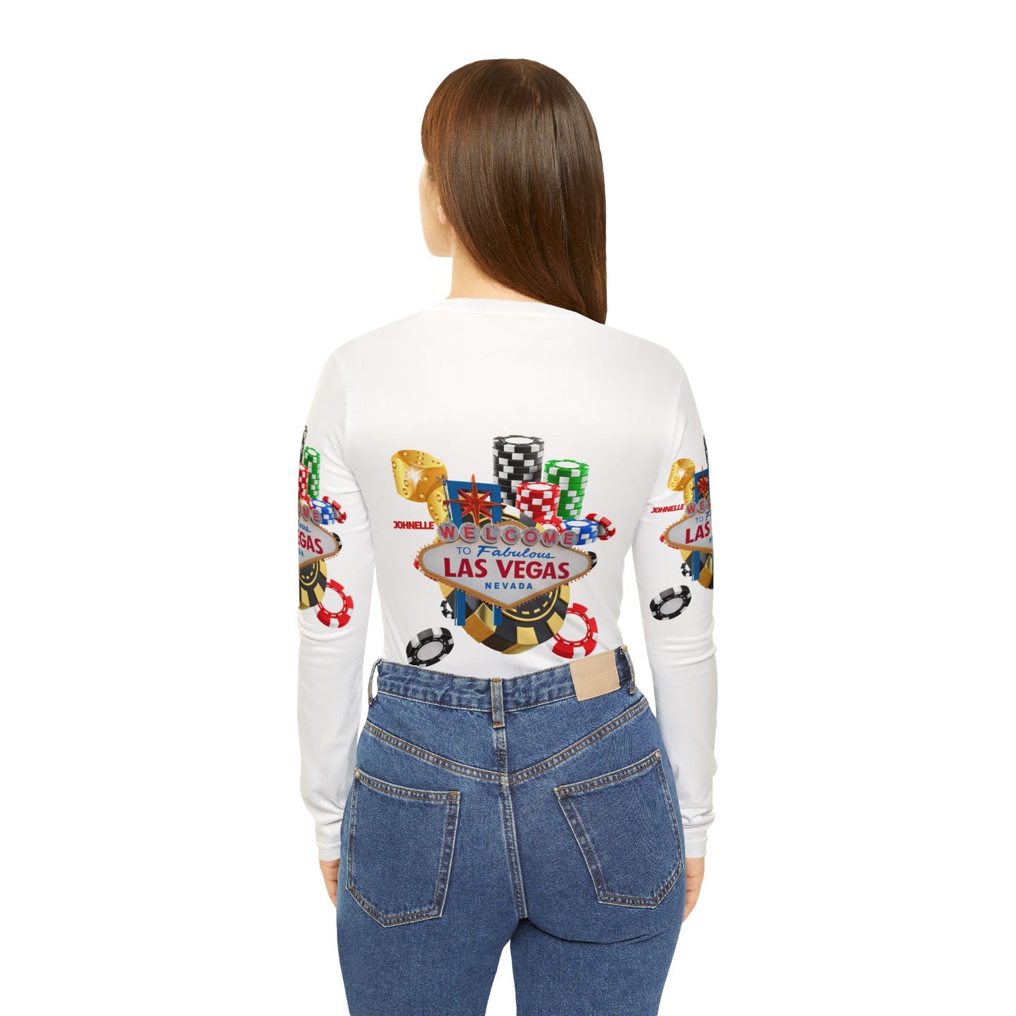 Women’s Long Sleeve V-Neck Casino Shirt - Welcome to Fabulous Las Vegas Design