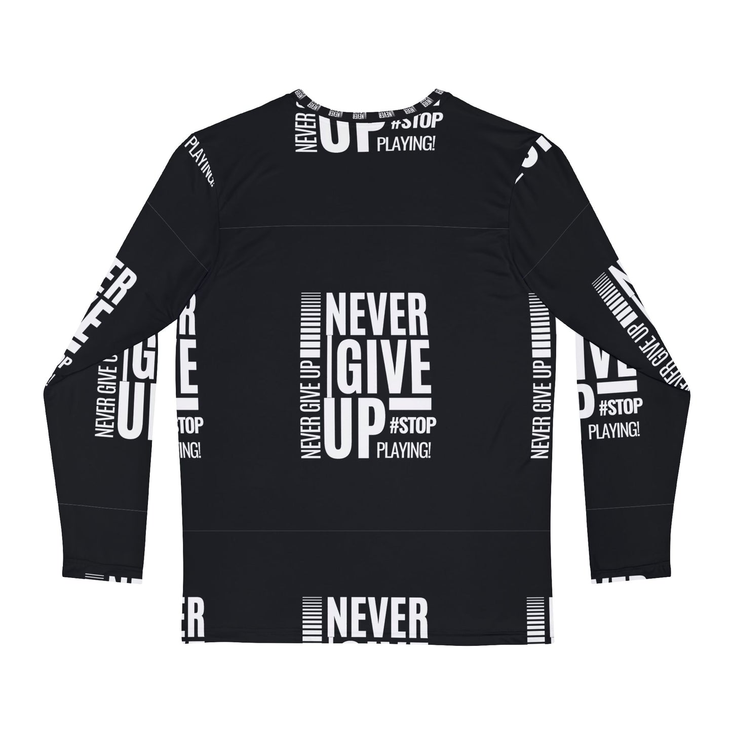 Men's Motivational Long Sleeve Shirt - 'Never Give Up' Fitness Apparel