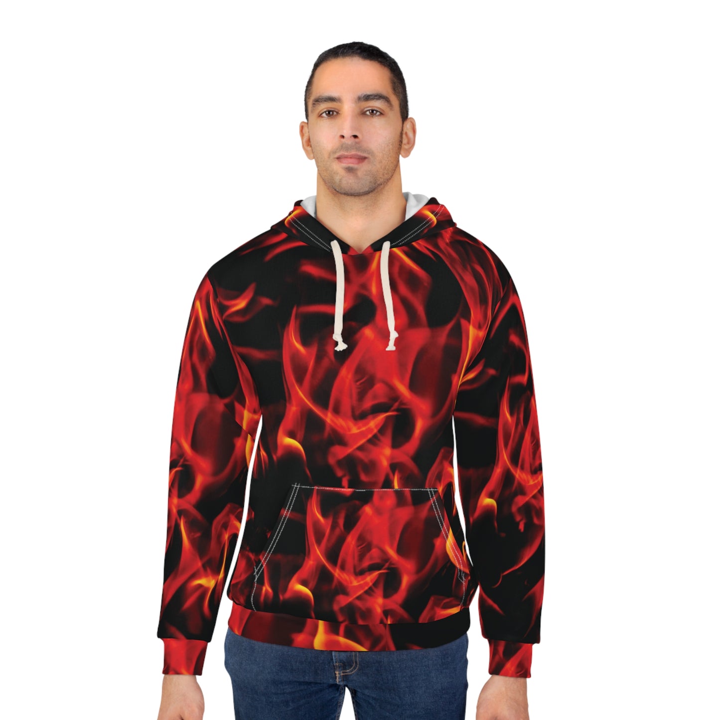 Fiery Flames Unisex Pullover Hoodie | Trendy & Cozy Apparel for Casual Wear