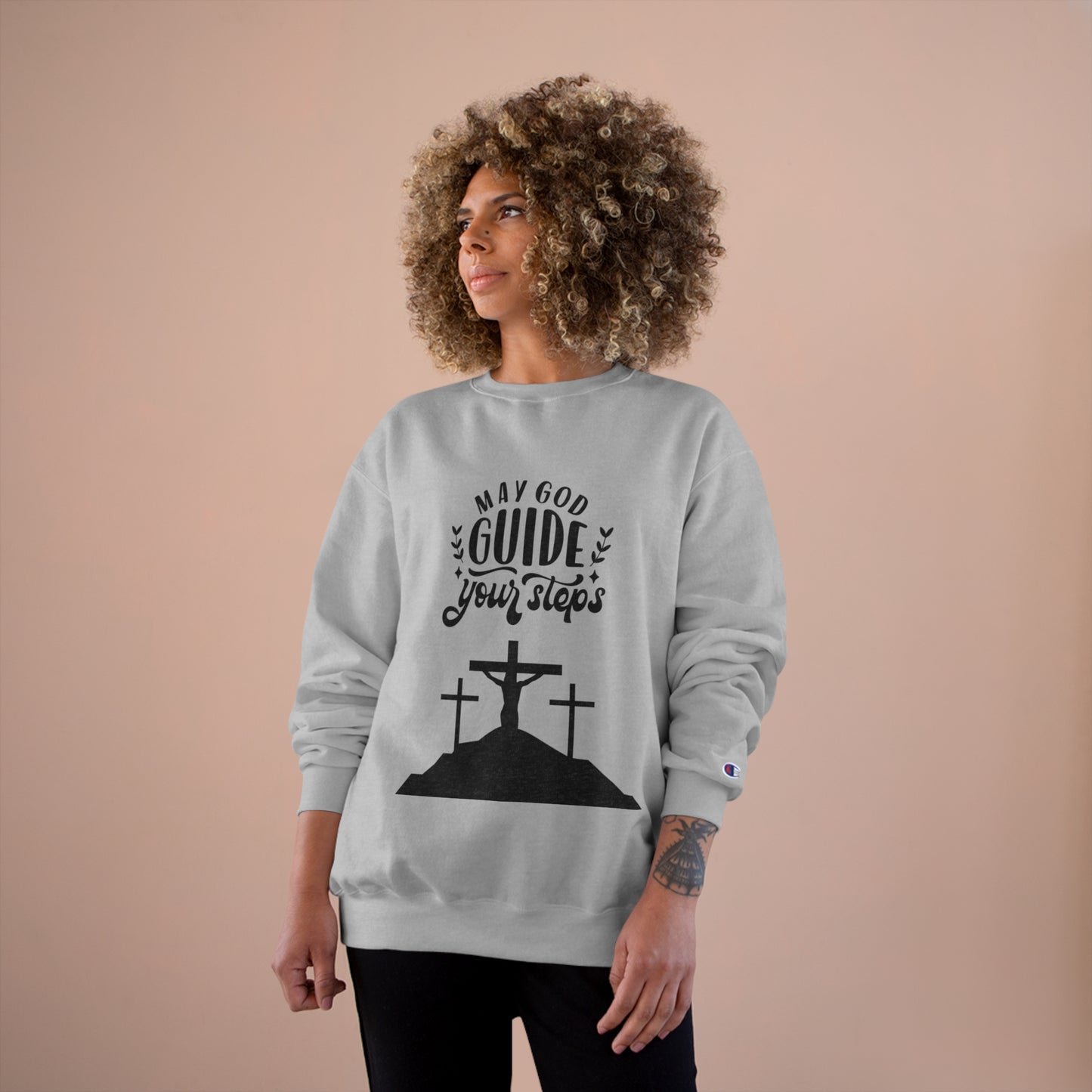 Faith-Inspired Champion Sweatshirt - "May God Guide Your Steps"