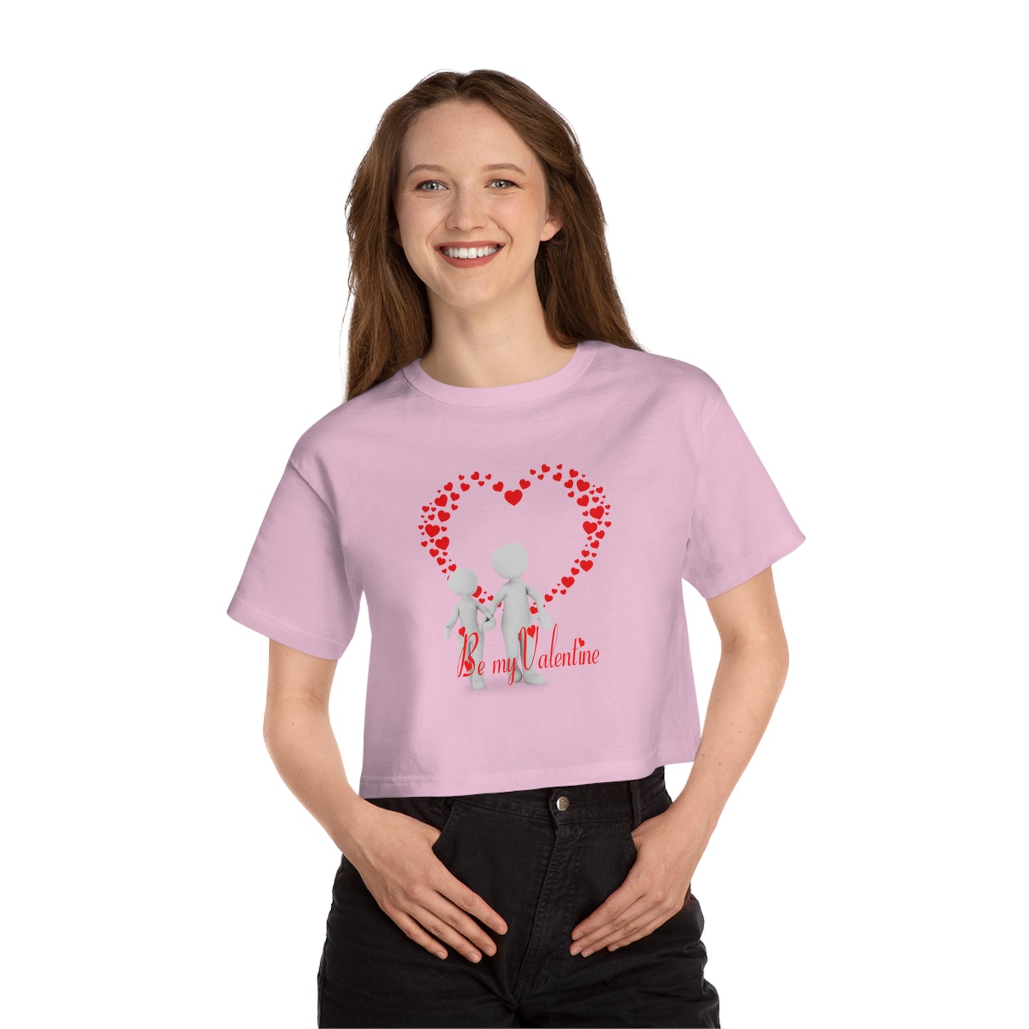 Valentine's Day Women's Cropped T-Shirt - 'Be My Valentine' Heart Design