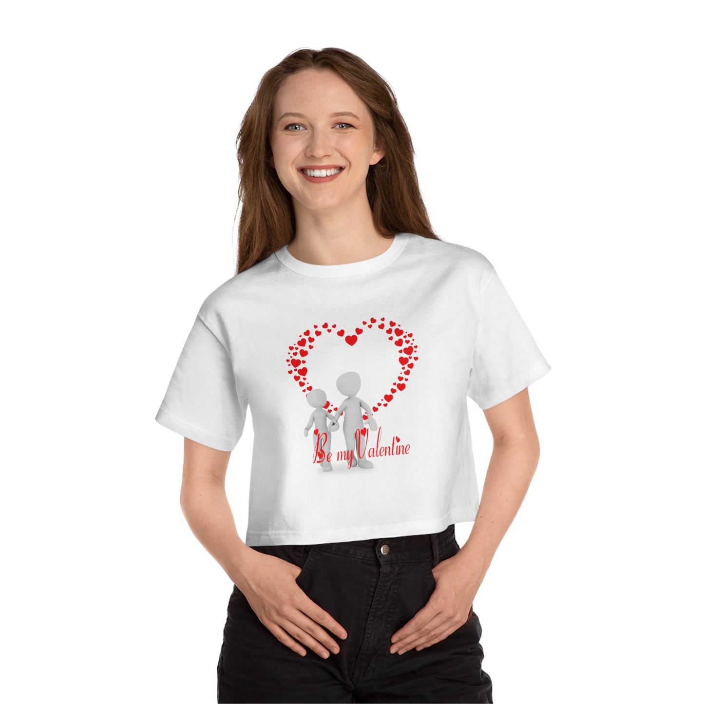 Valentine's Day Women's Cropped T-Shirt - 'Be My Valentine' Heart Design