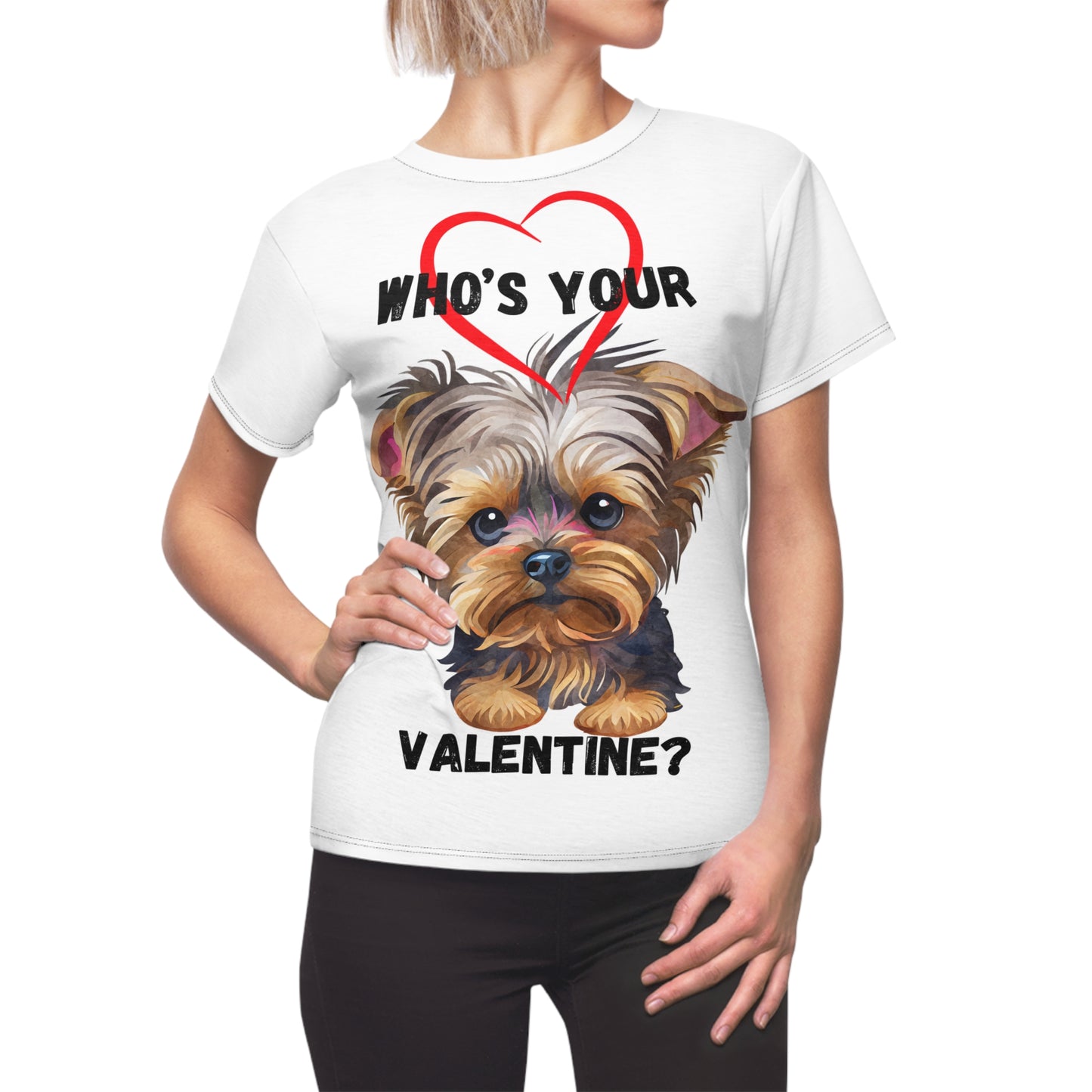 Valentine's Dog Lover Tee - Who's Your Valentine? Cute Women's Cut & Sew T-Shirt