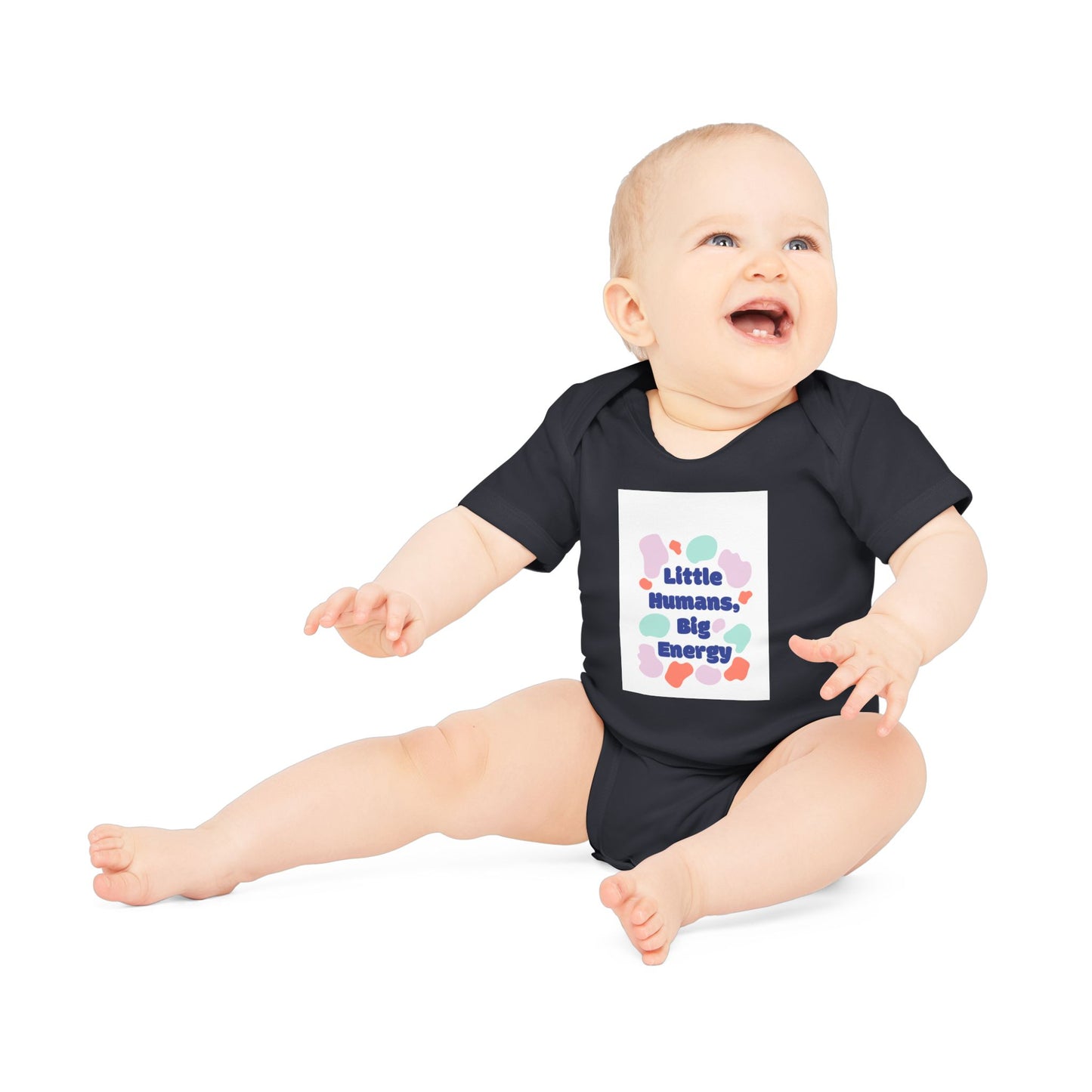 Funny Baby Bodysuit - "Little Humans, Big Energy" - Organic Cotton Short Sleeve