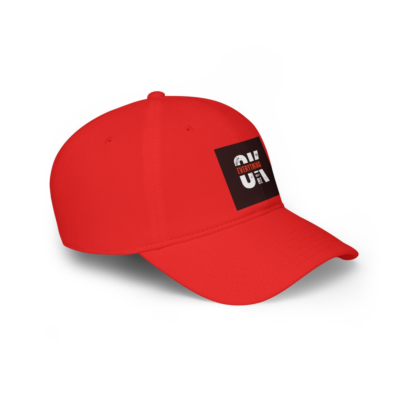 Everything Will Be OK Low Profile Baseball Cap - Positive Vibe, Adjustable Red Hat