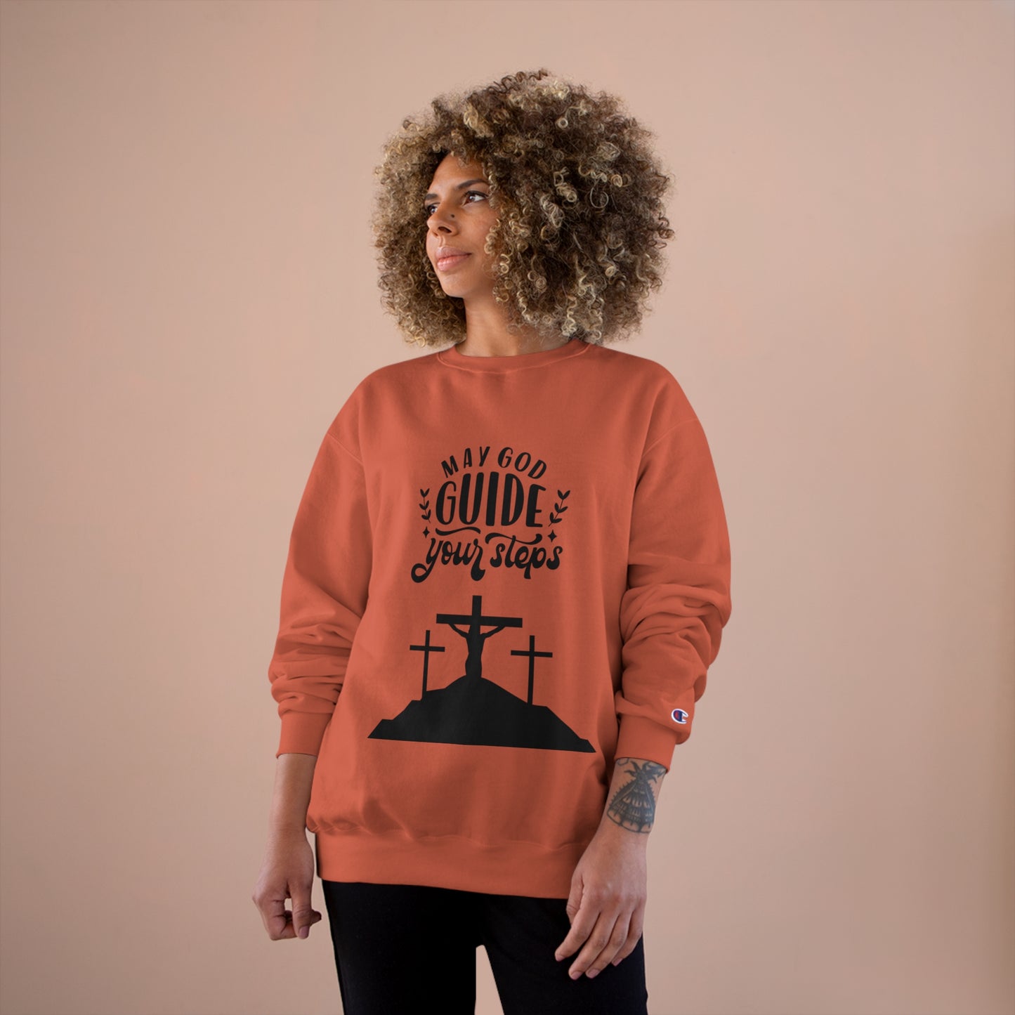 Faith-Inspired Champion Sweatshirt - "May God Guide Your Steps"