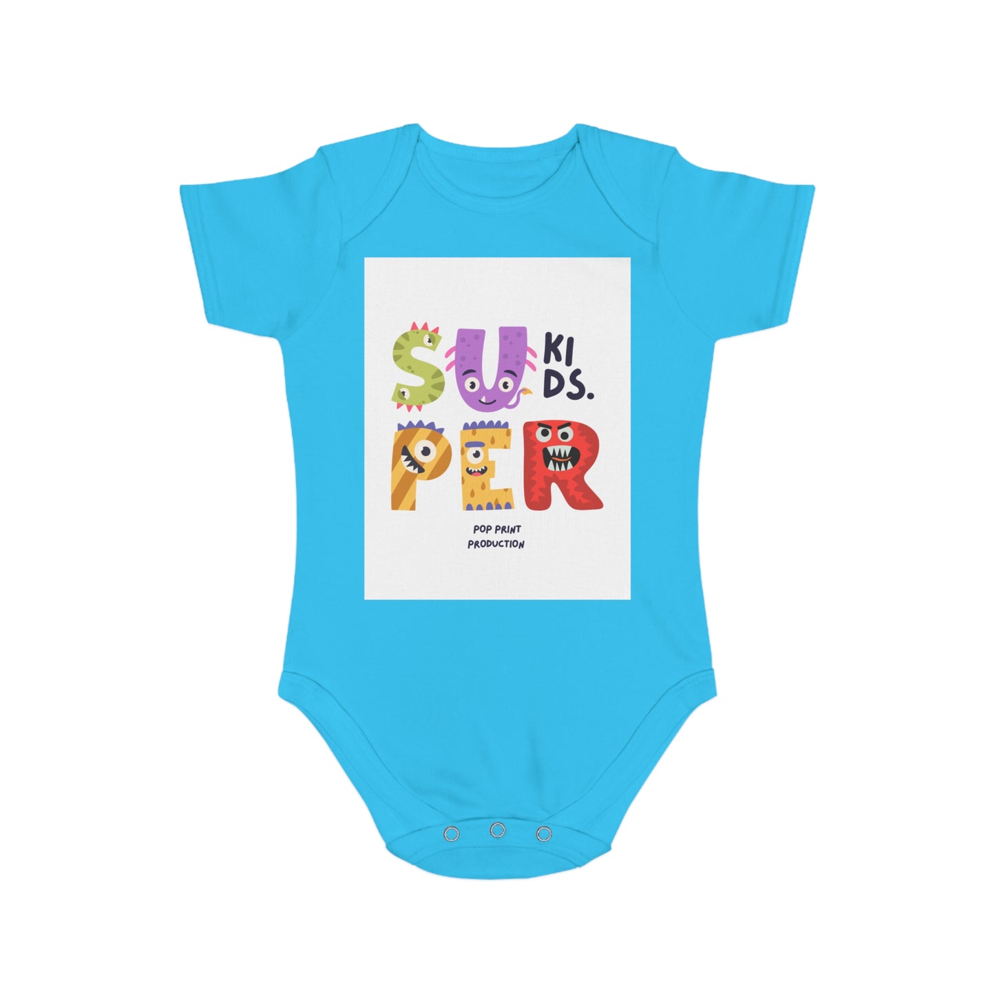 Super Kids Short Sleeve Baby Bodysuit - Fun & Colorful Design for Playful Infants