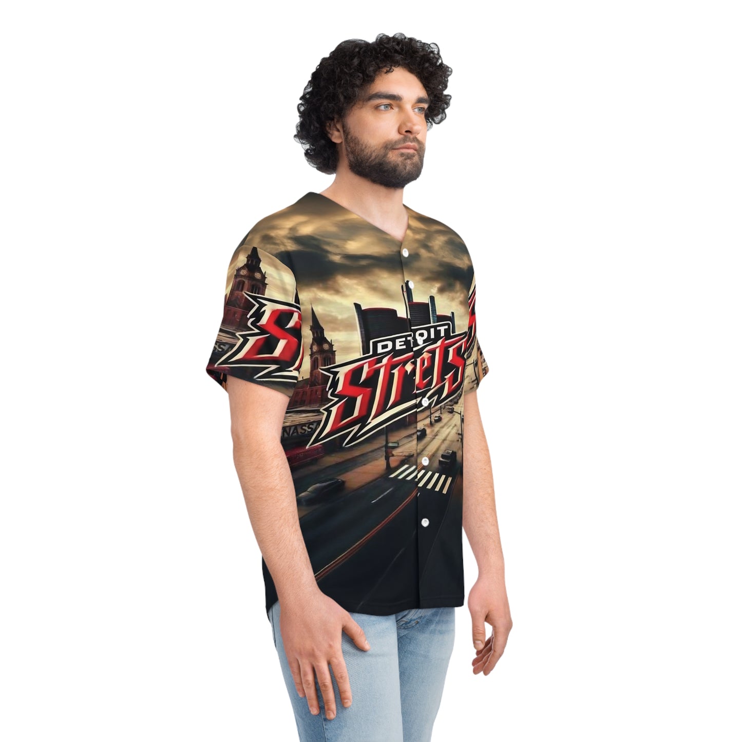 Detroit Streets Men's Baseball Jersey - Urban Style for Gamers and Fans