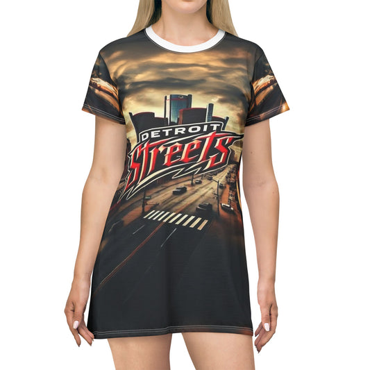 Detroit Streets Graphic T-Shirt Dress - Urban Style, Casual Vibe, Perfect for Everyday Wear