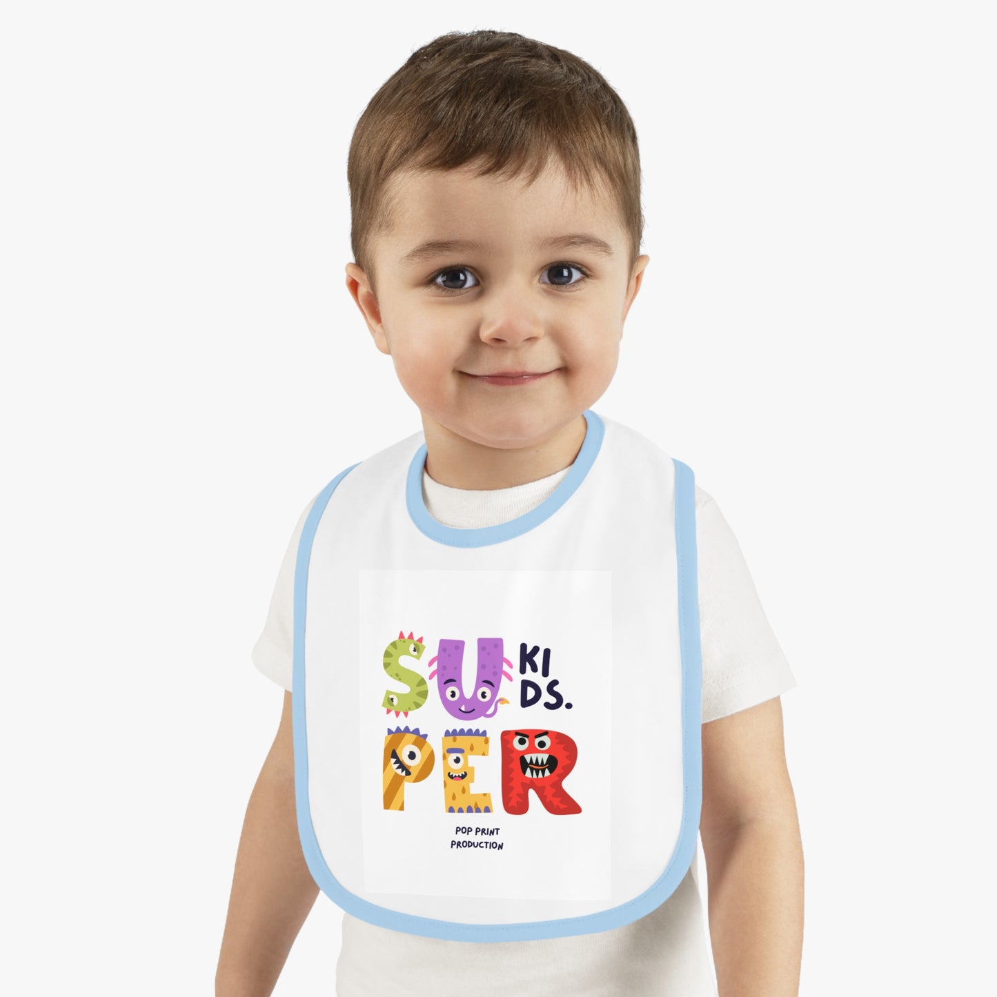 Super Kids Contrast Trim Baby Bib - Fun & Playful Design for Messy Meals