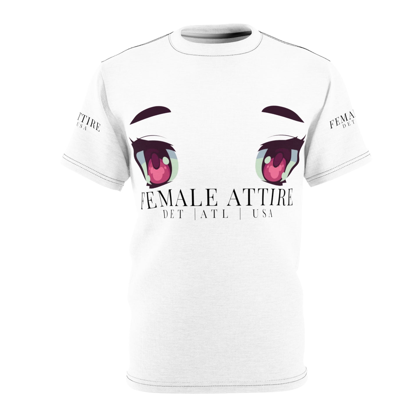 Anime-Inspired Unisex Cut & Sew Tee with Eye Graphic - Female Attire