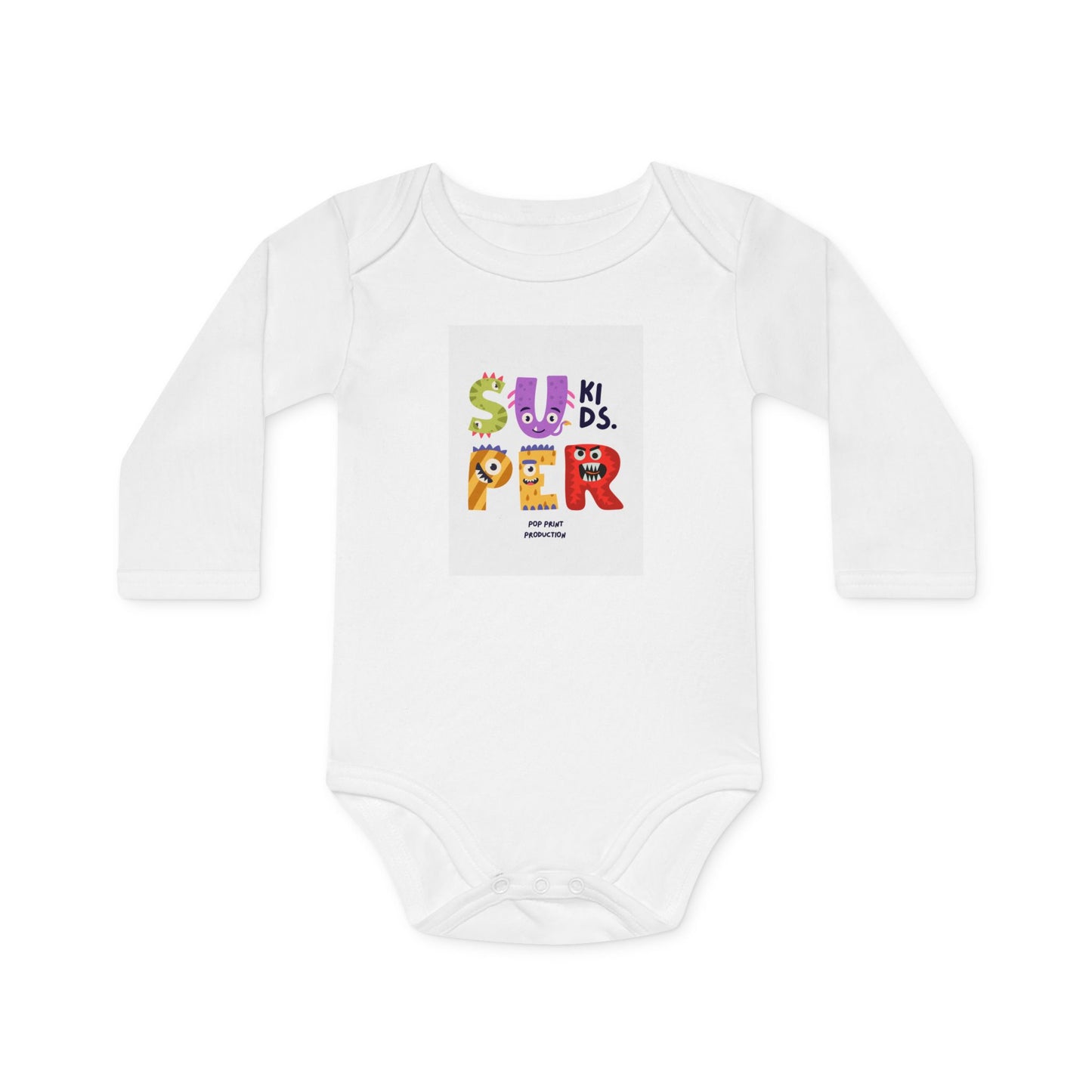 Super Kids Long-Sleeve Organic Baby Bodysuit - Cute & Colorful Design for Infants