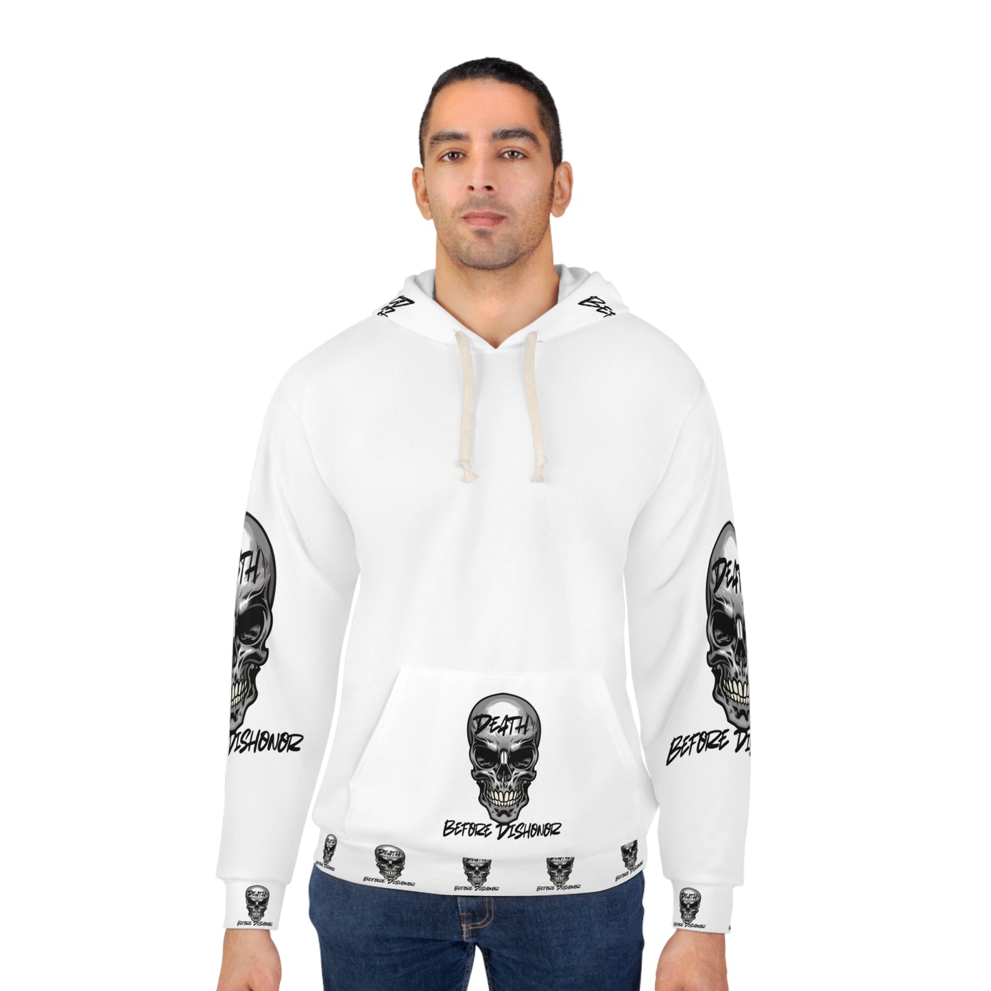 Unisex Skull Graphic Hoodie - 'Death Before Dishonor'